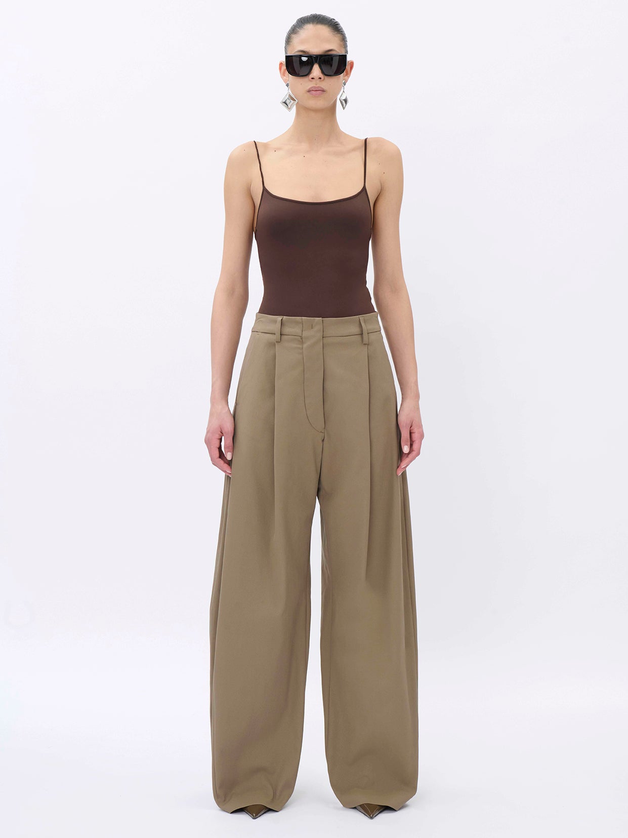 BILLIE COGNAC - DIAGONAL COTTON STRETCH TROUSERS
