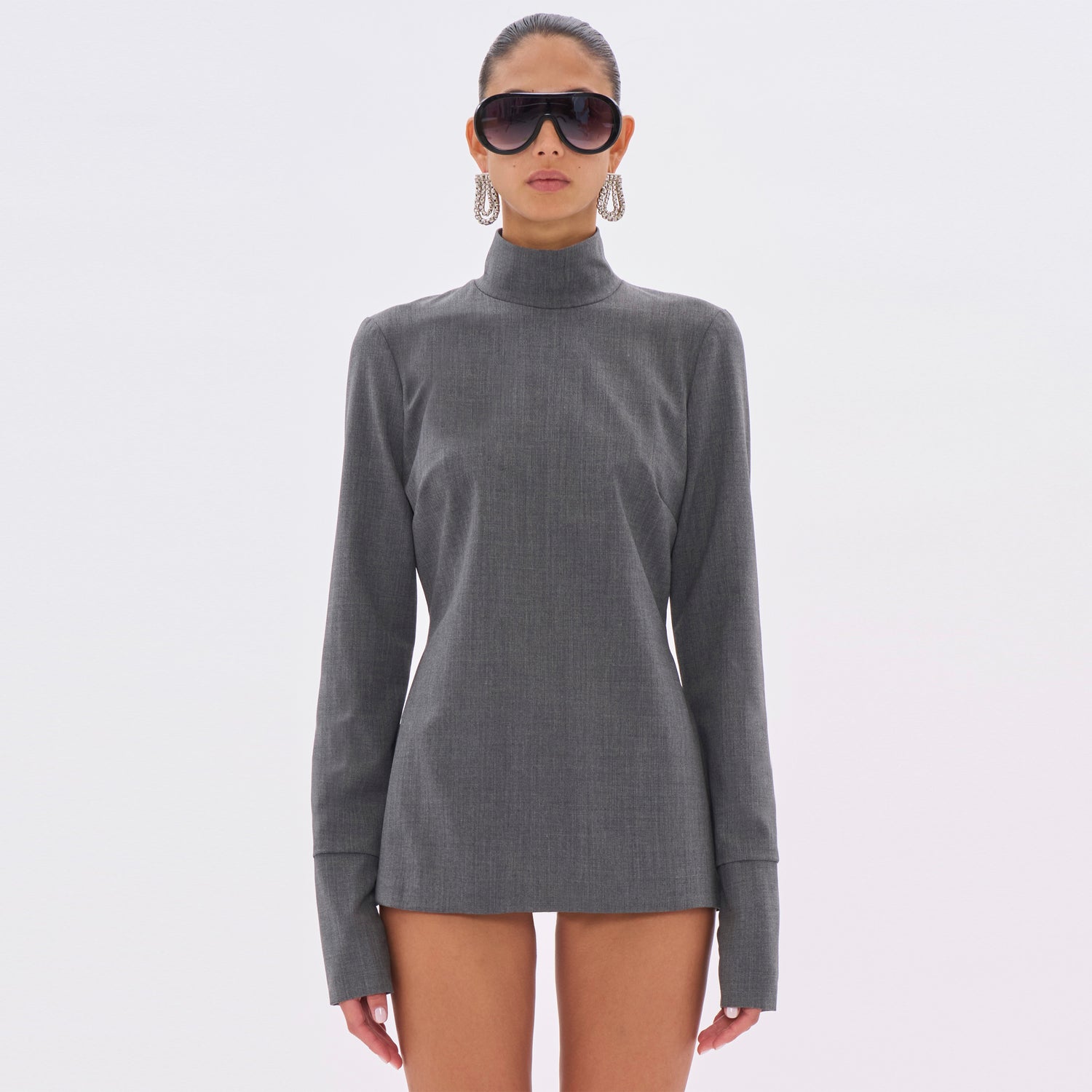 CLIO WOOL TOP // MEDIUM GREY