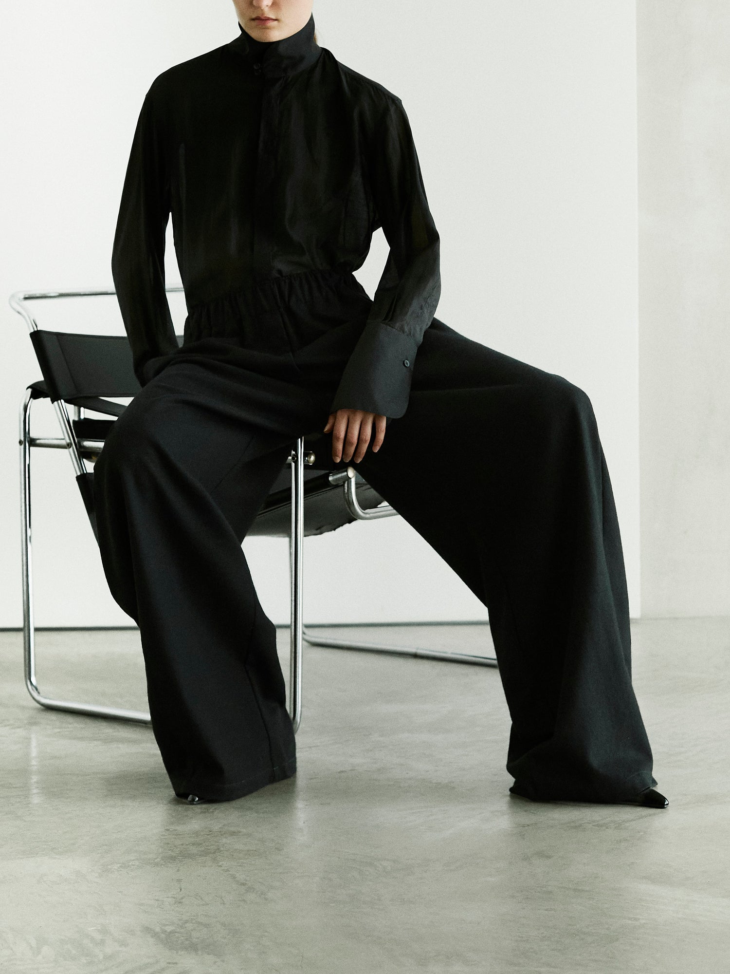 DORA FLANNEL WOOL TROUSERS // BLACK