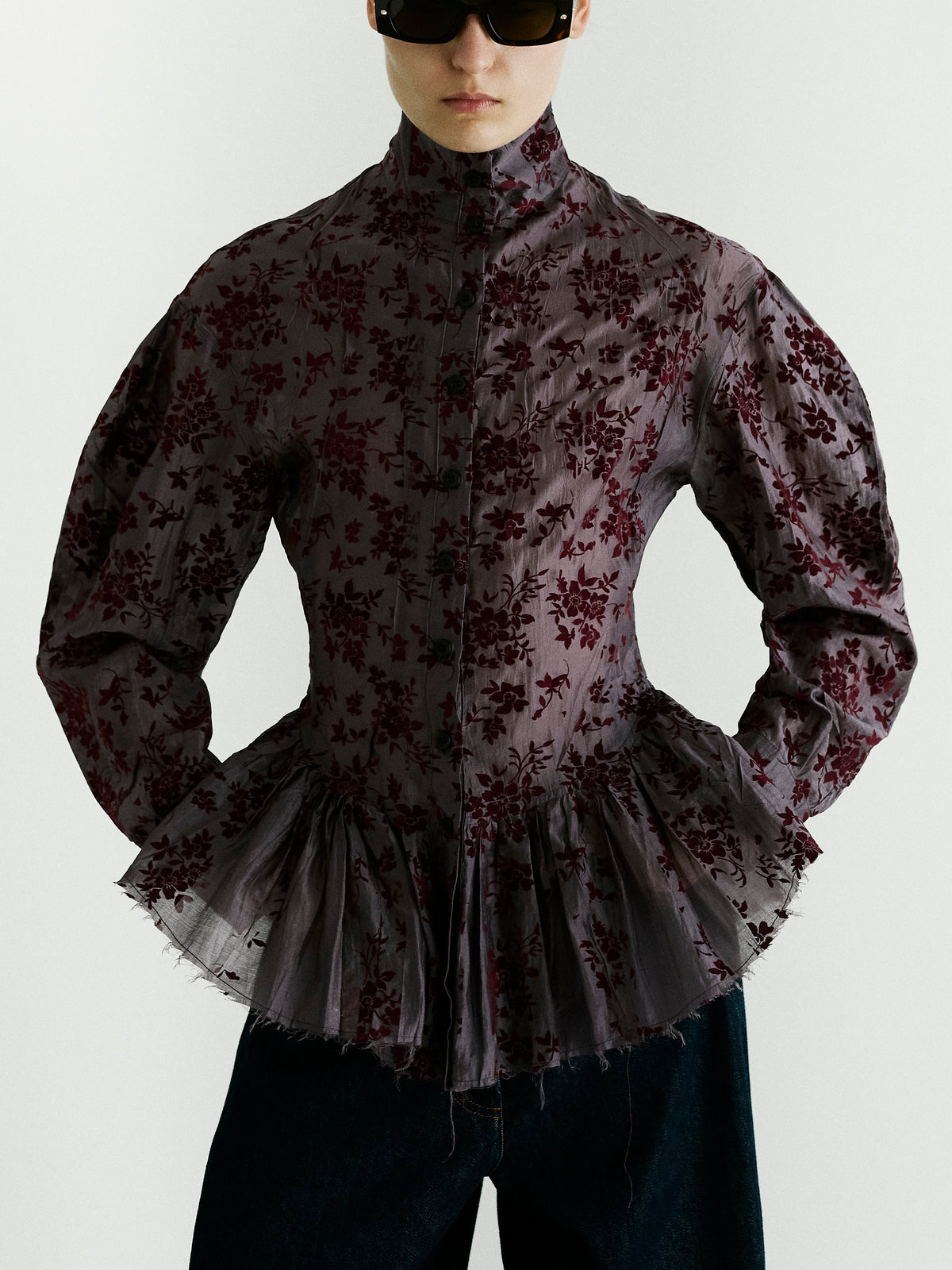 ELAINE FLOCKED MUSLIN SHIRT // PINK ORCHID