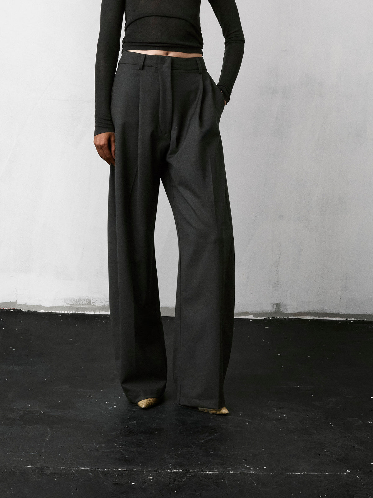 BILLIE WOOL TROUSERS // GREY MELANGE