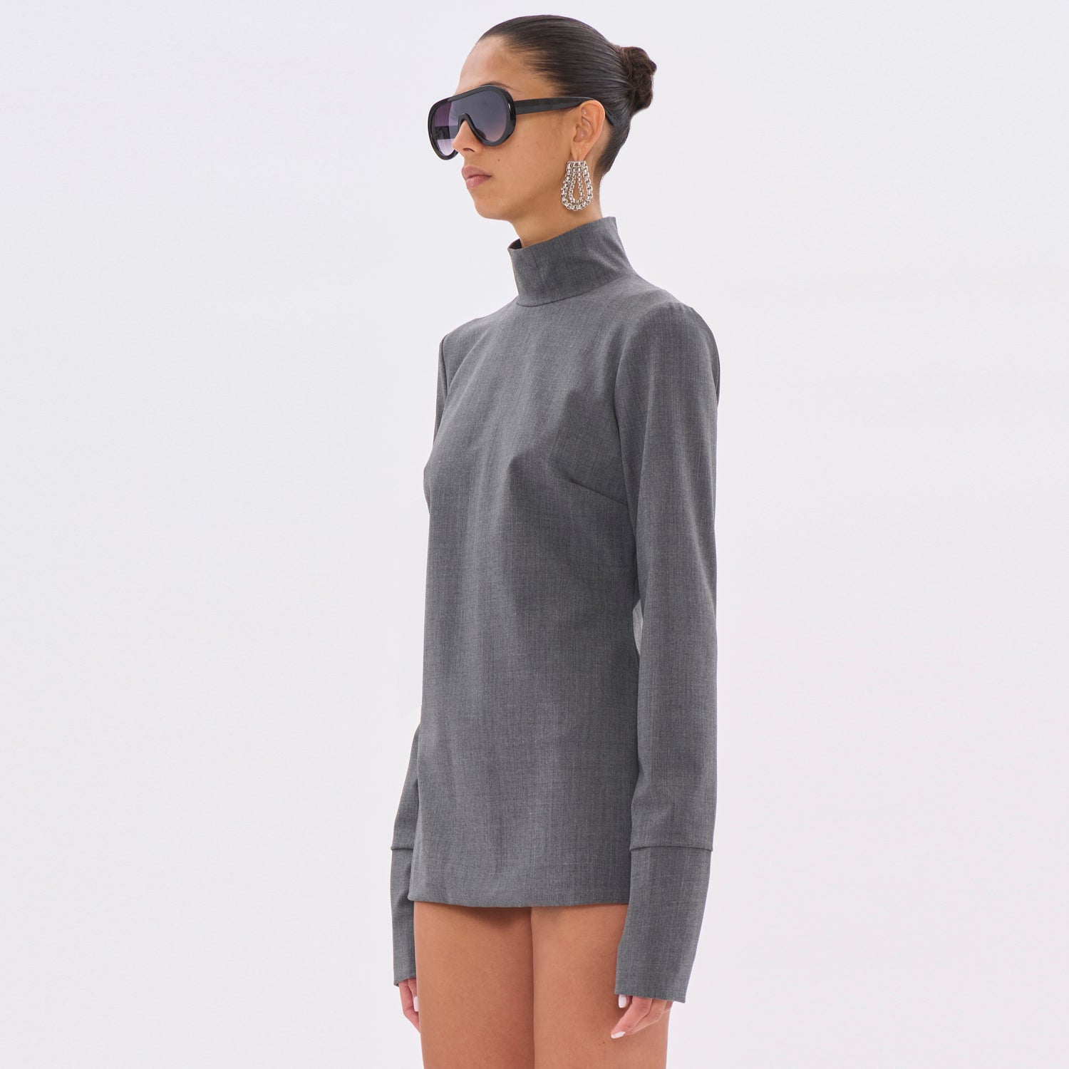 CLIO WOOL TOP // MEDIUM GREY