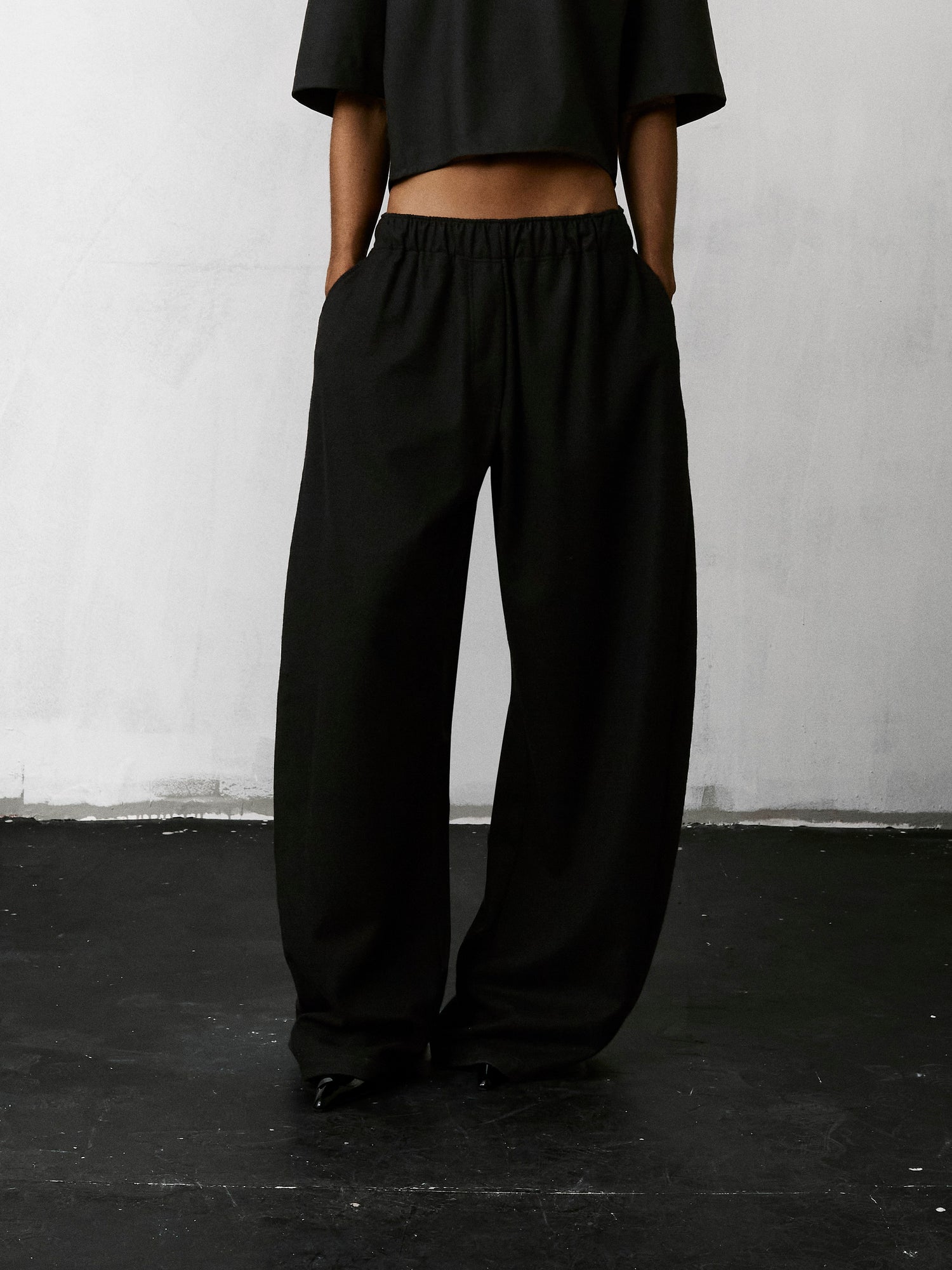 DORA FLANNEL WOOL TROUSERS // BLACK