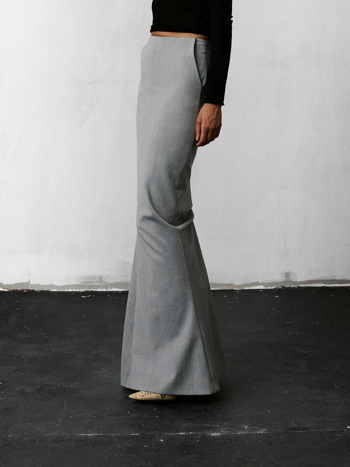 ELOISE LONG WOOL SKIRT // GREY MELANGE