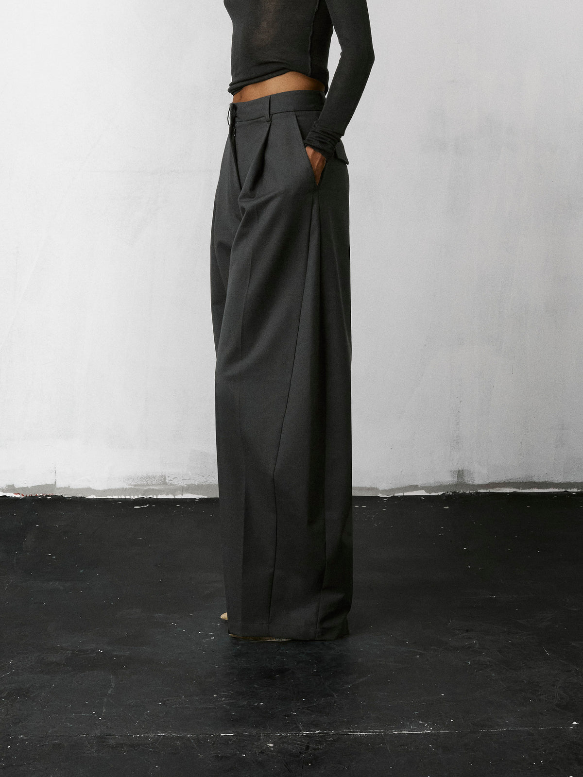 BILLIE WOOL TROUSERS // GREY MELANGE