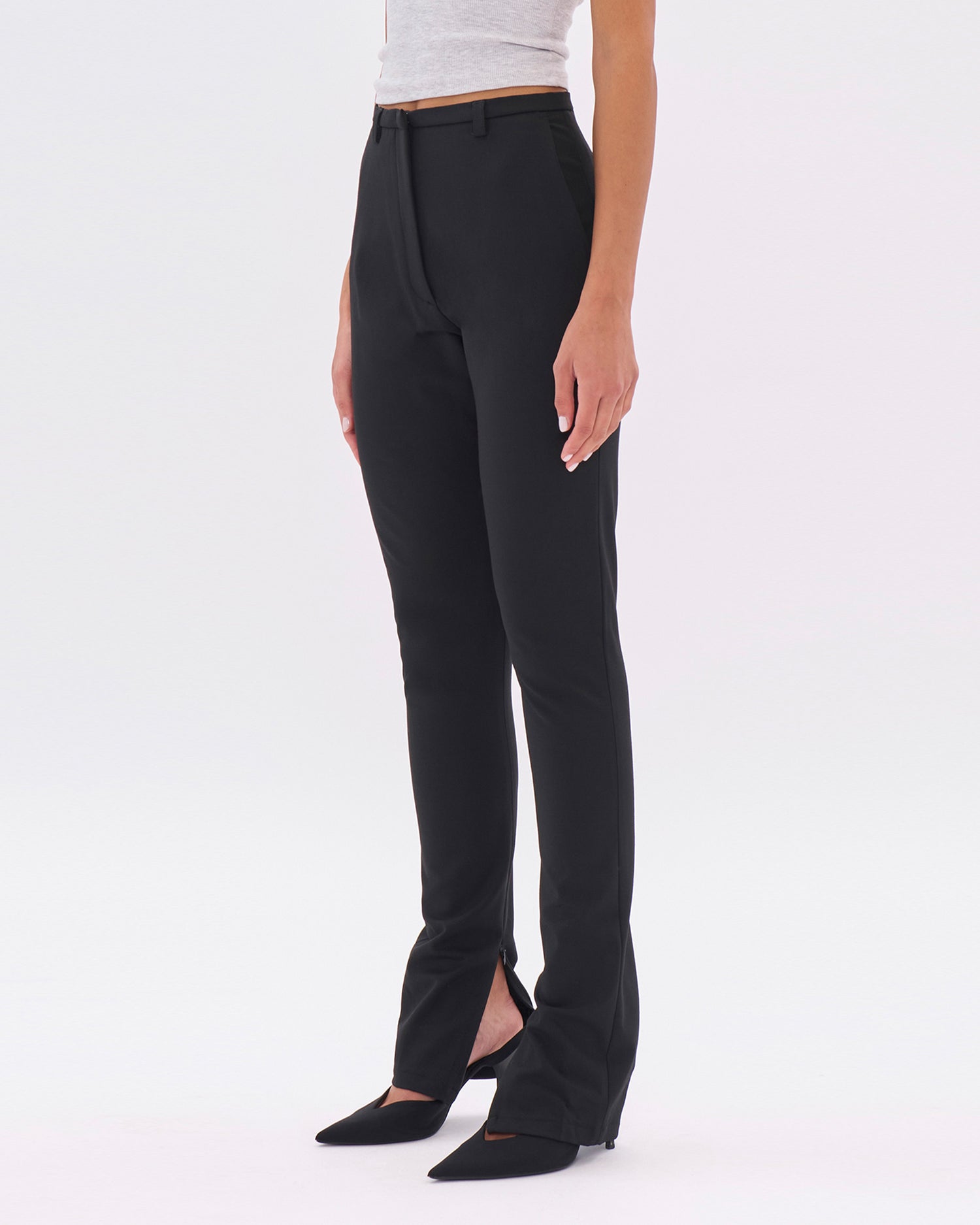CAROLA BISTRETCH JERSEY TROUSERS // BLACK