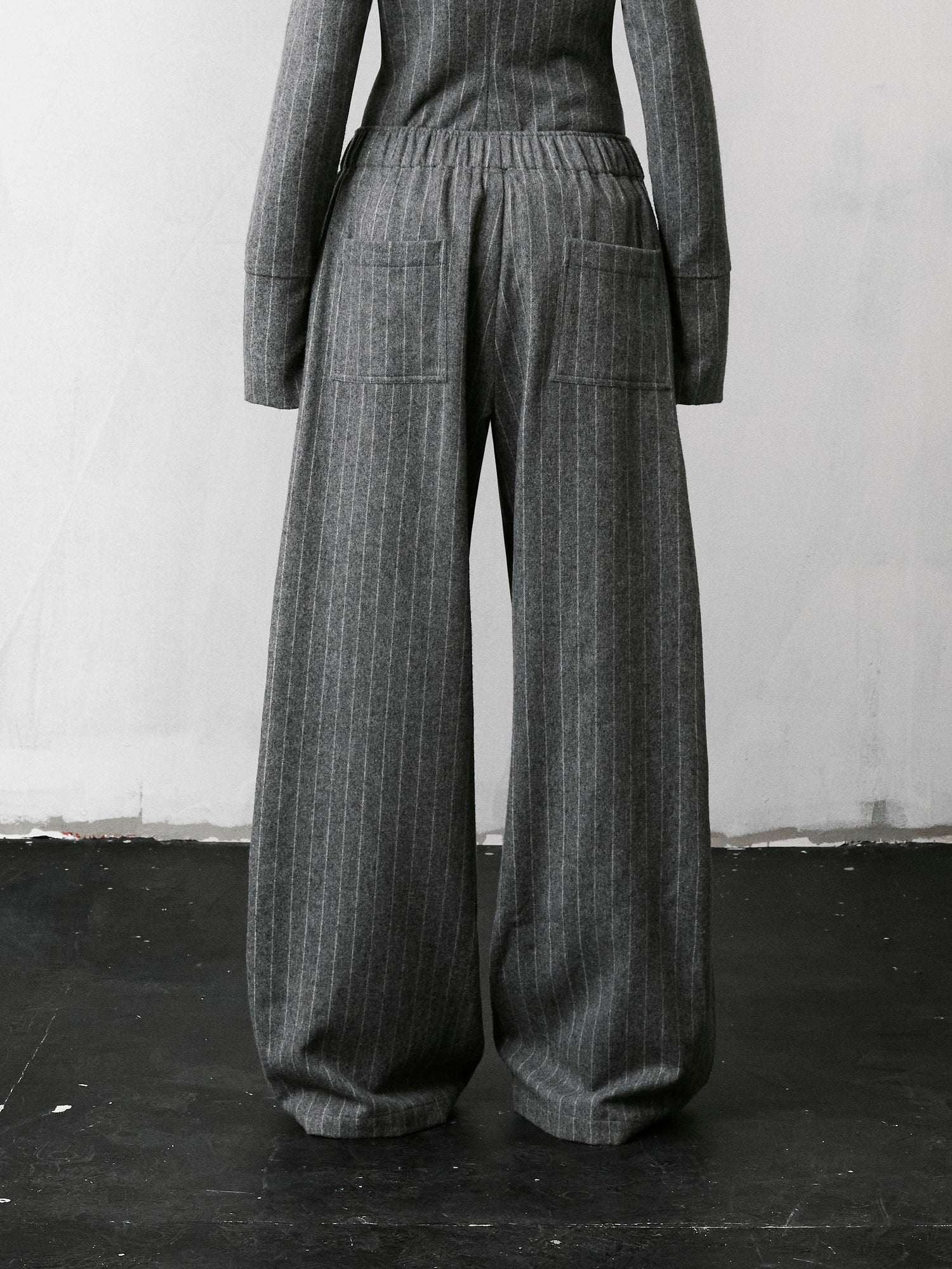 DORA PINSTRIPE WOOL TROUSERS // LIGHT GREY