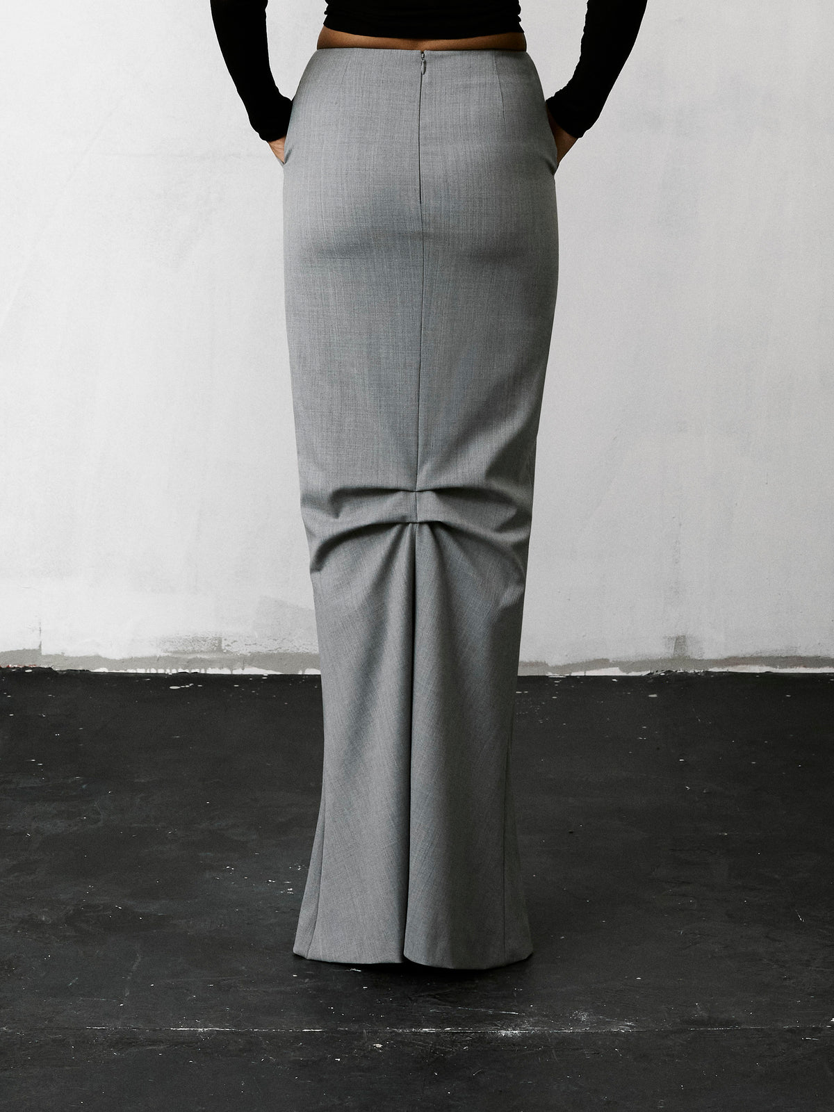 ELOISE LONG WOOL SKIRT // GREY MELANGE