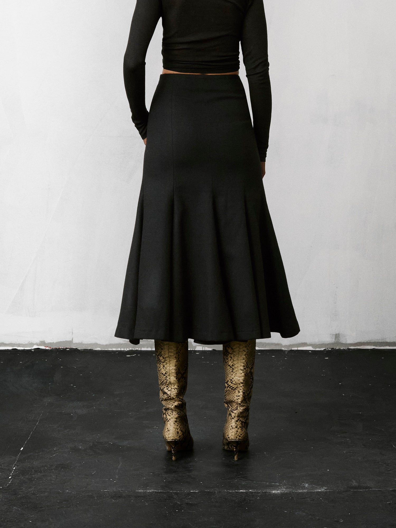 ERIKA FLANNEL WOOL SKIRT // BLACK