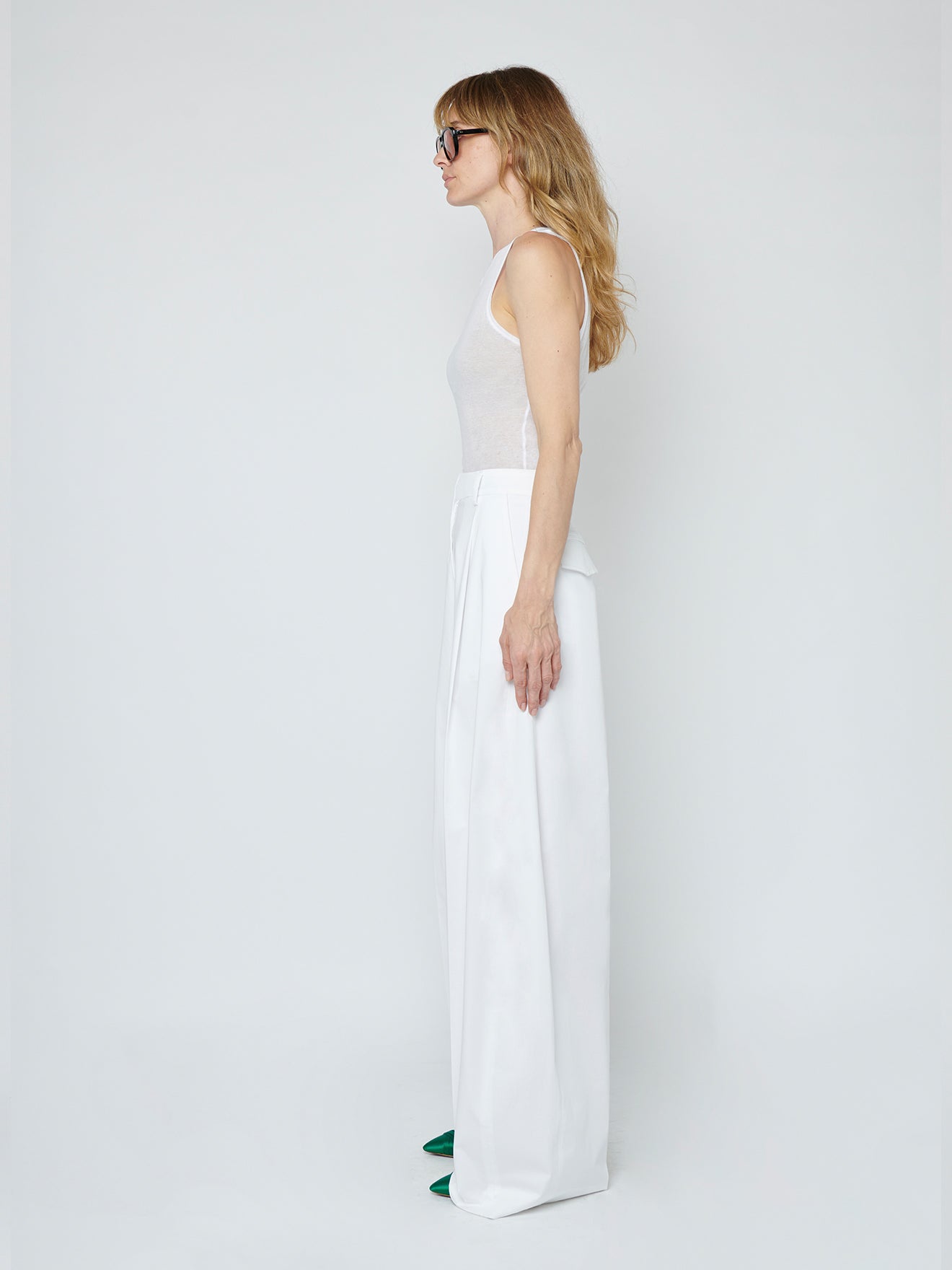 BILLIE POPELINE WHITE - TROUSERS