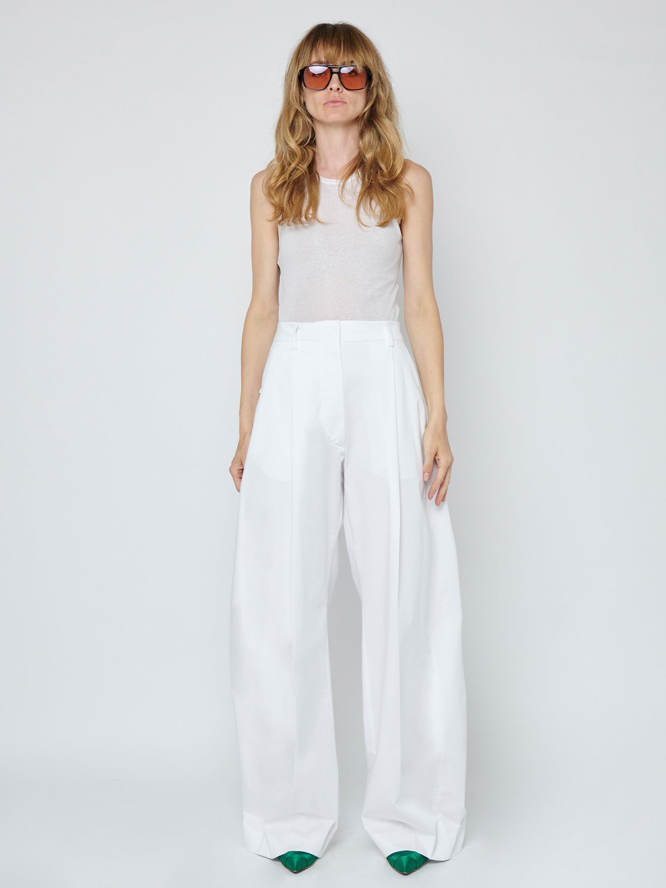 BILLIE POPELINE WHITE - TROUSERS