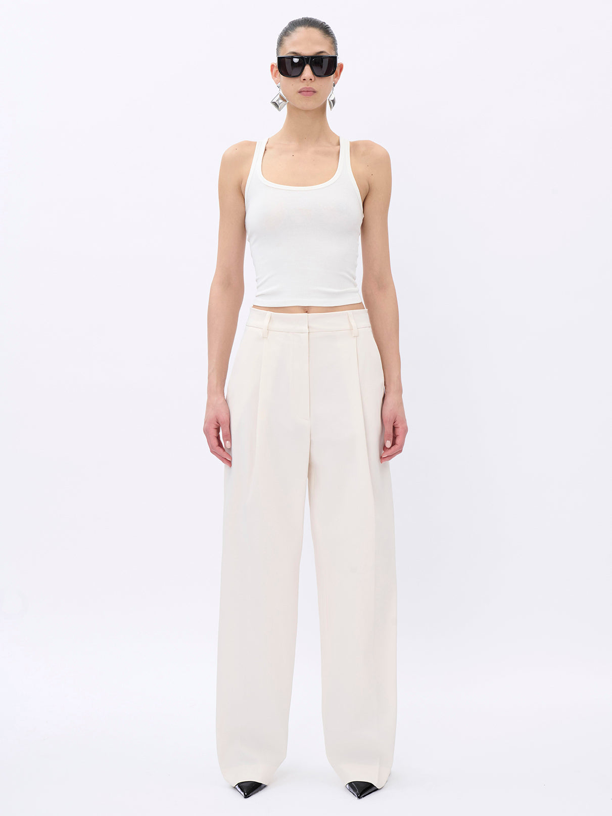 AXEL WHITE - DIAGONAL COTTON STRETCH TROUSERS