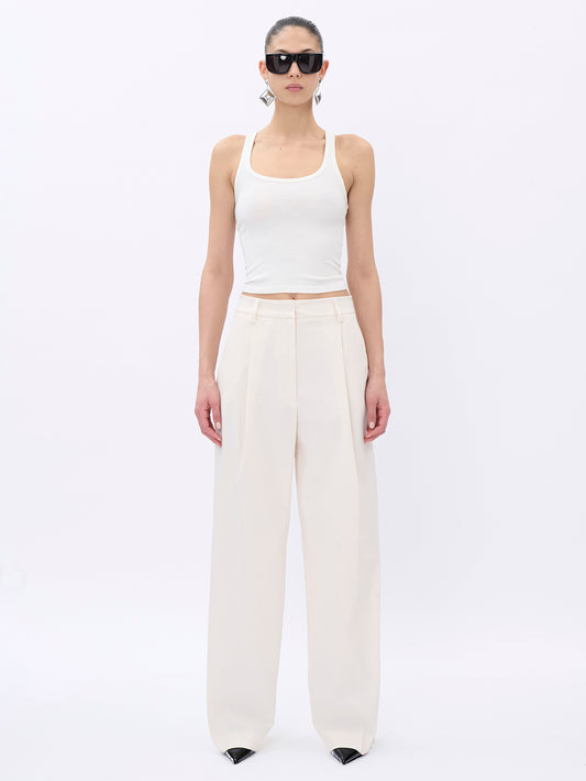 AXEL WHITE - DIAGONAL COTTON STRETCH TROUSERS