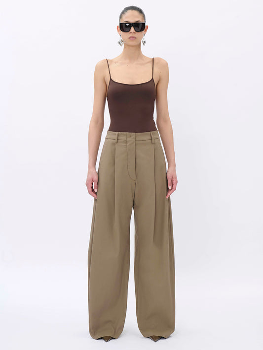 BILLIE COGNAC - DIAGONAL COTTON STRETCH TROUSERS
