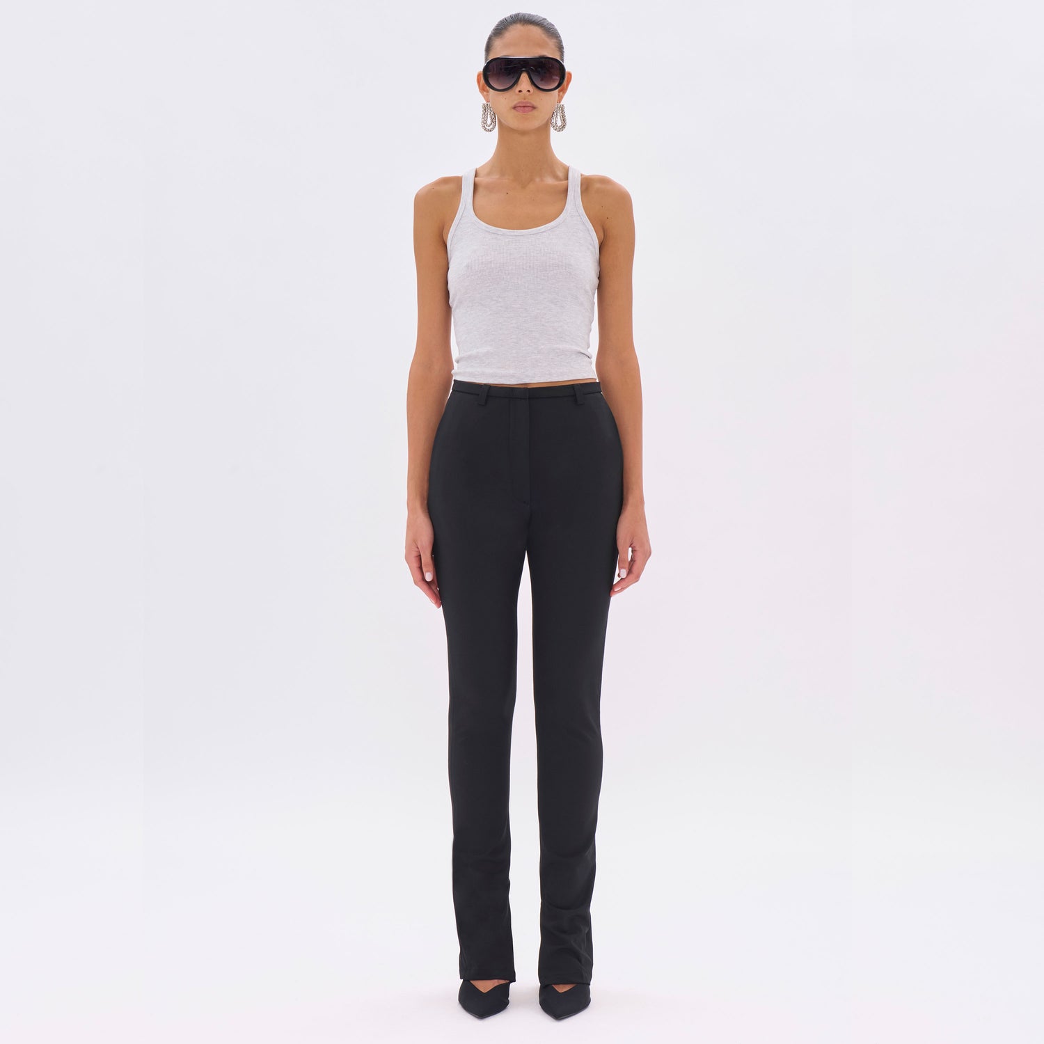 CAROLA BISTRETCH JERSEY TROUSERS // BLACK