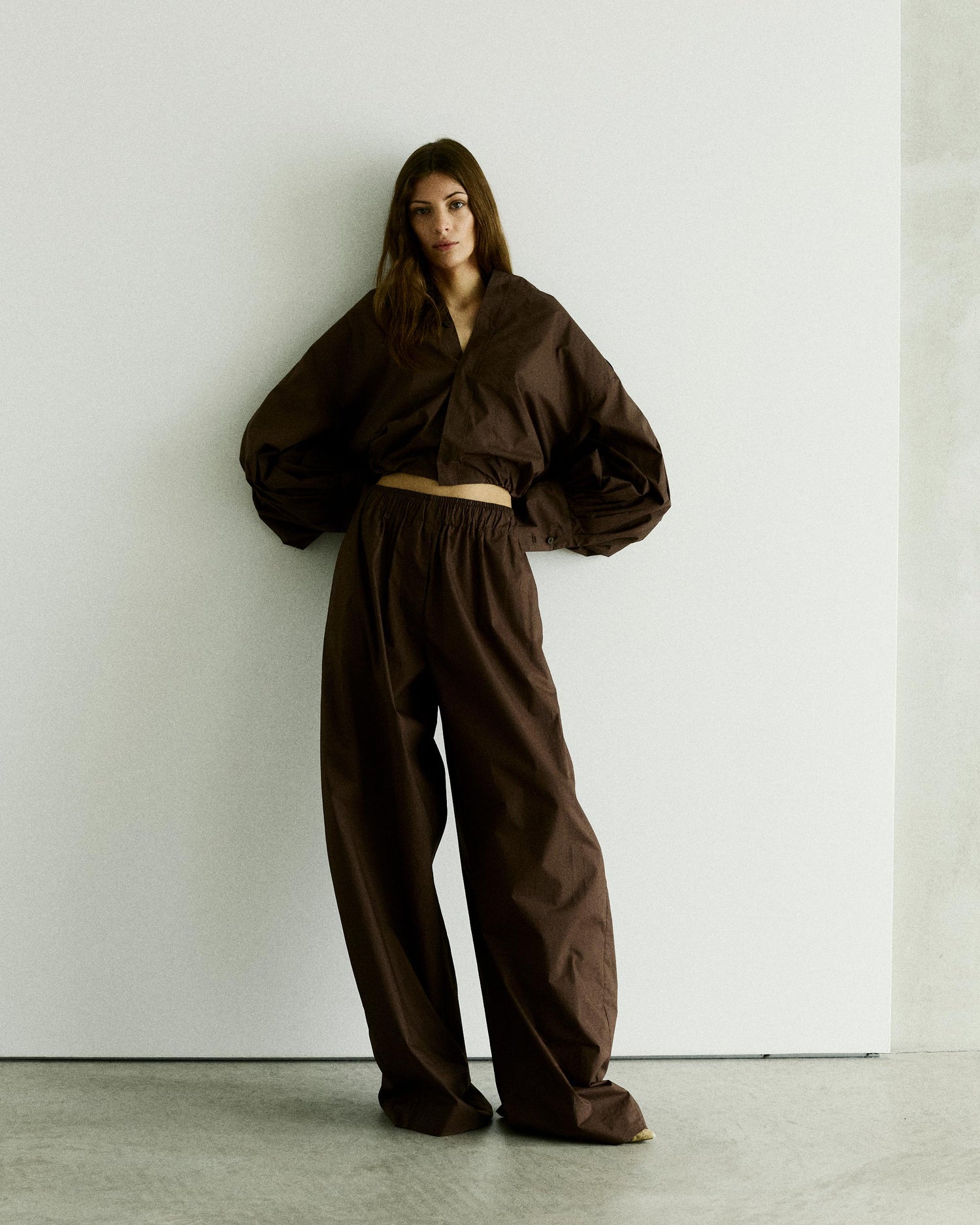 DORA POPLIN TROUSERS // BROWN