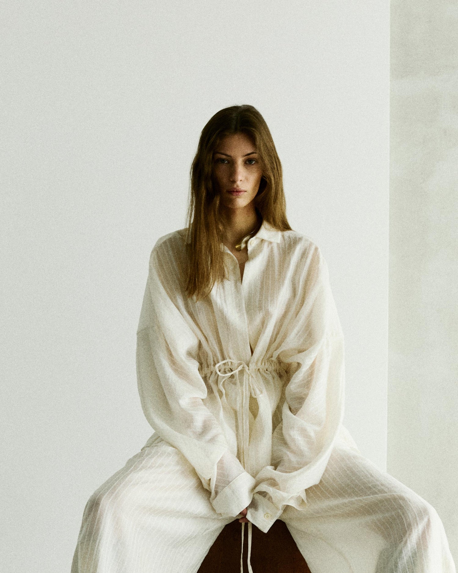 DALIDA STRIPED MUSLIN SHIRT // WHITE