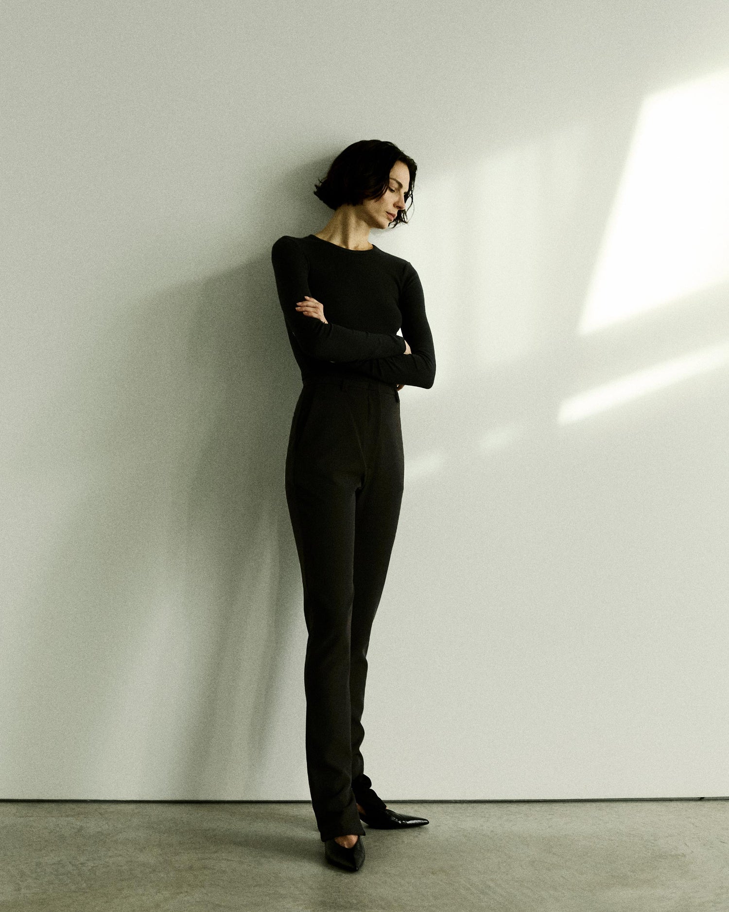 CAROLA BISTRETCH JERSEY TROUSERS // BLACK
