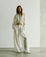 BILLIE STRIPED MUSLIN TROUSERS // WHITE