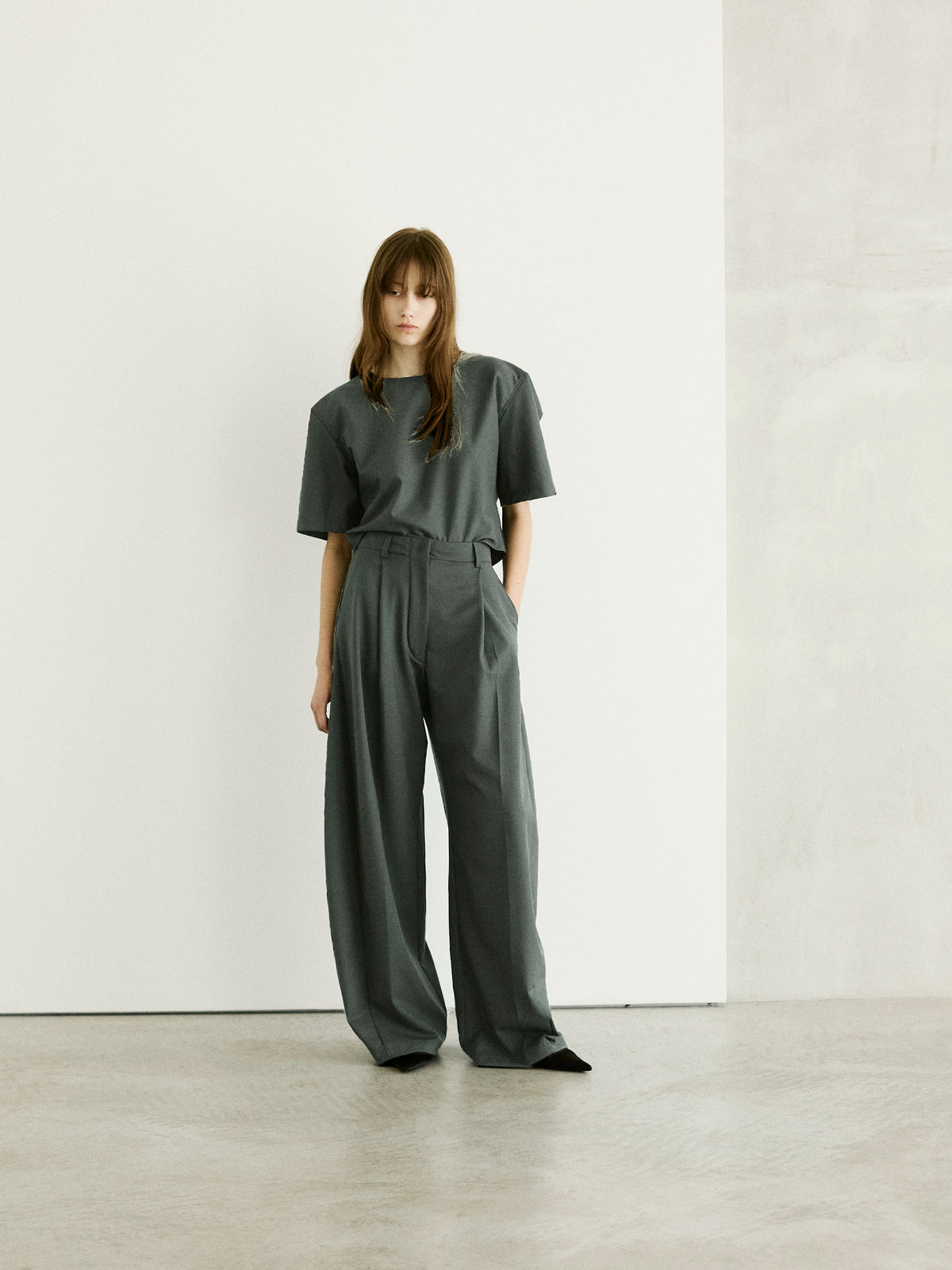 BILLIE WOOL TROUSERS // GREY MELANGE