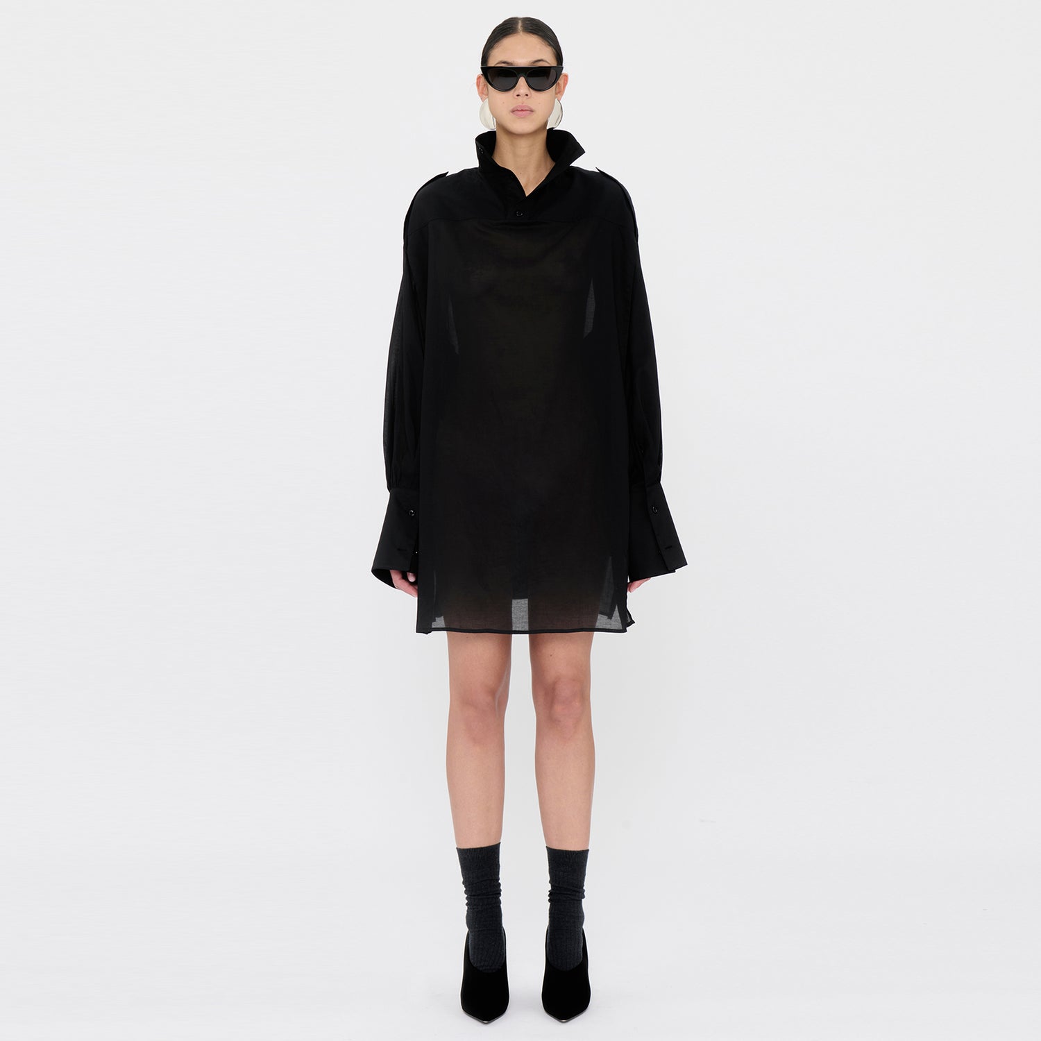CIARA LIGHTWEIGHT MUSLIN SHIRT // BLACK