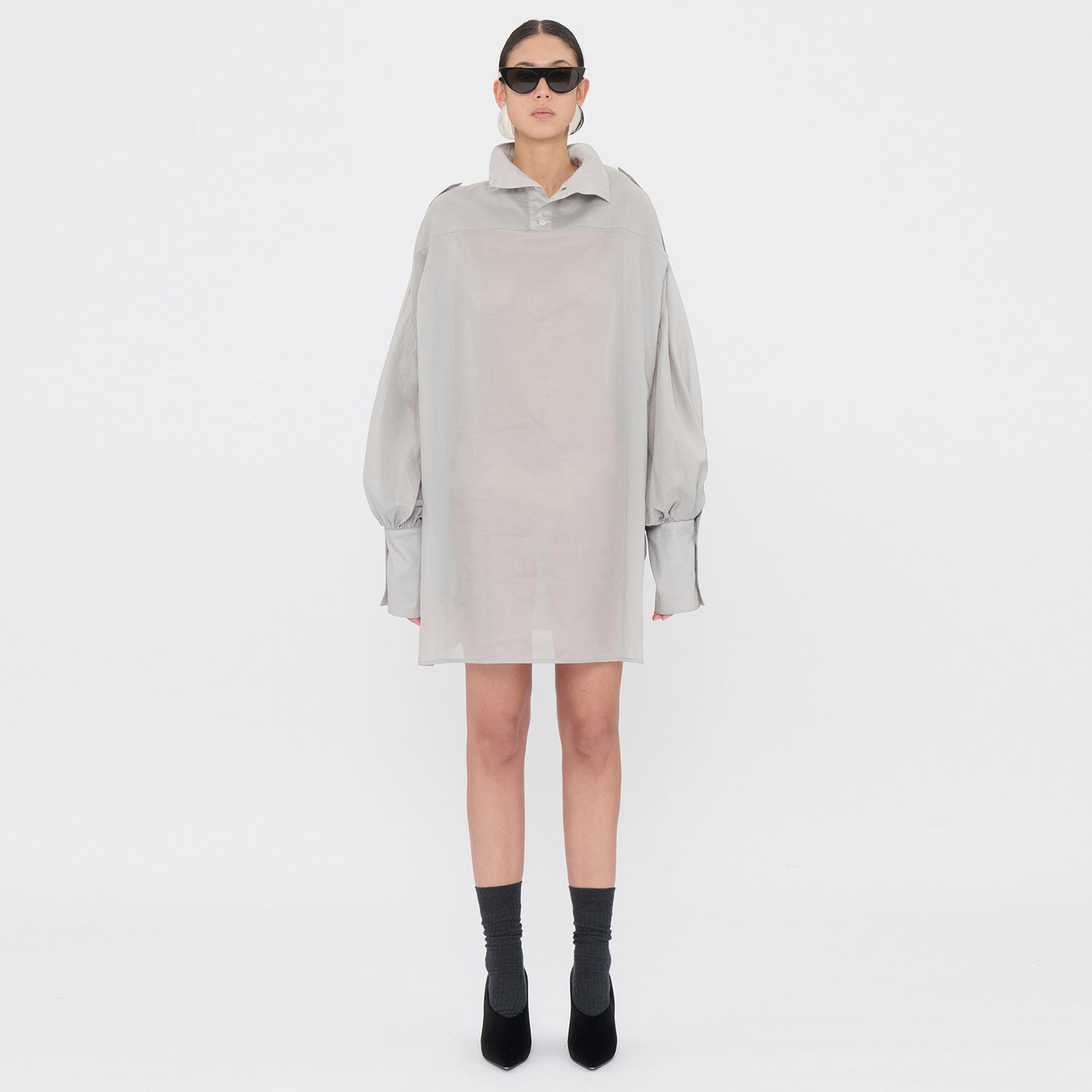 CIARA LIGHTWEIGHT MUSLIN SHIRT // ICE GREY