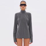 CLIO WOOL TOP // MEDIUM GREY