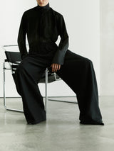 DORA FLANNEL WOOL TROUSERS // BLACK