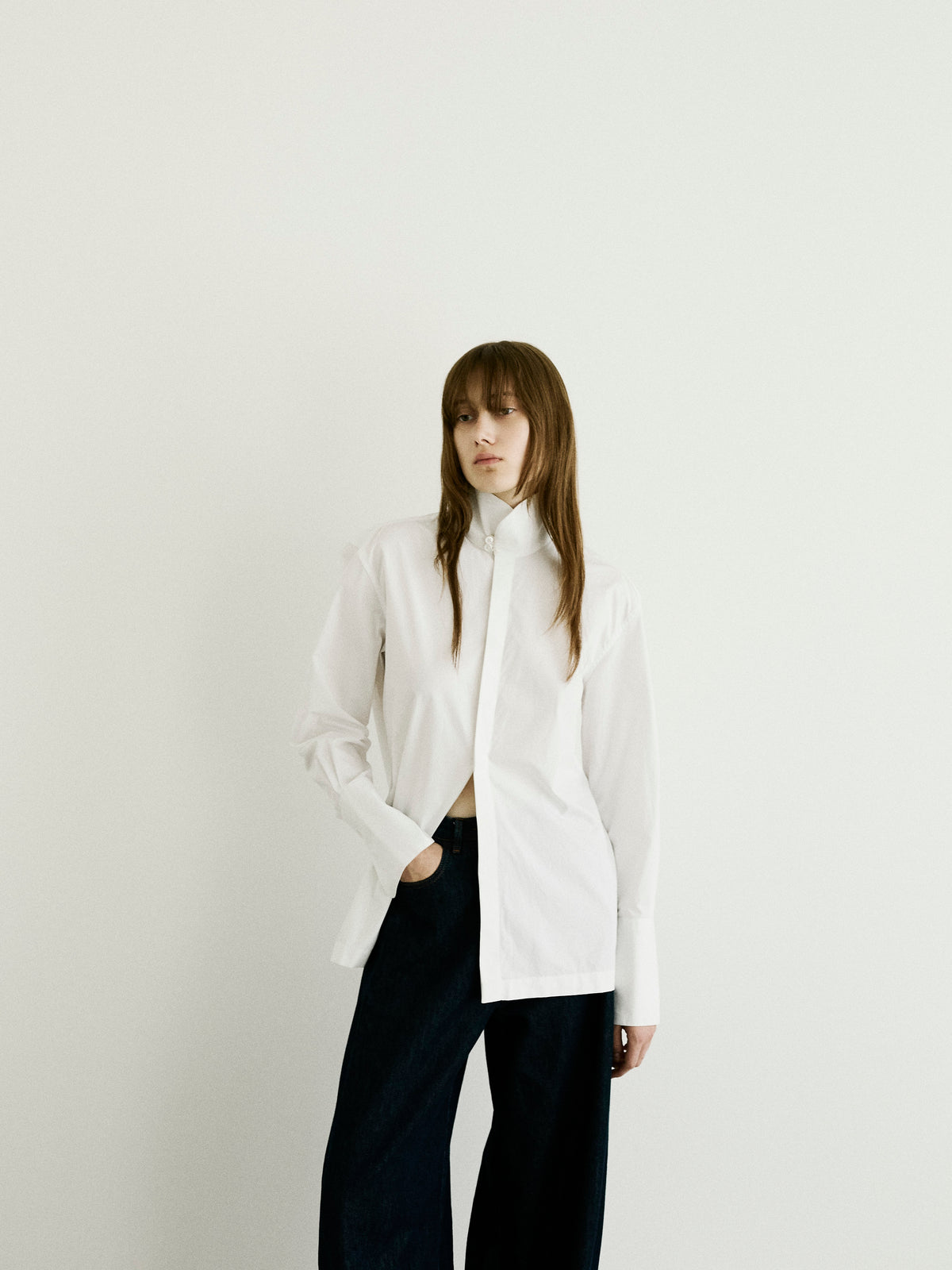 EDITH COTTON POPLIN SHIRT // WHITE