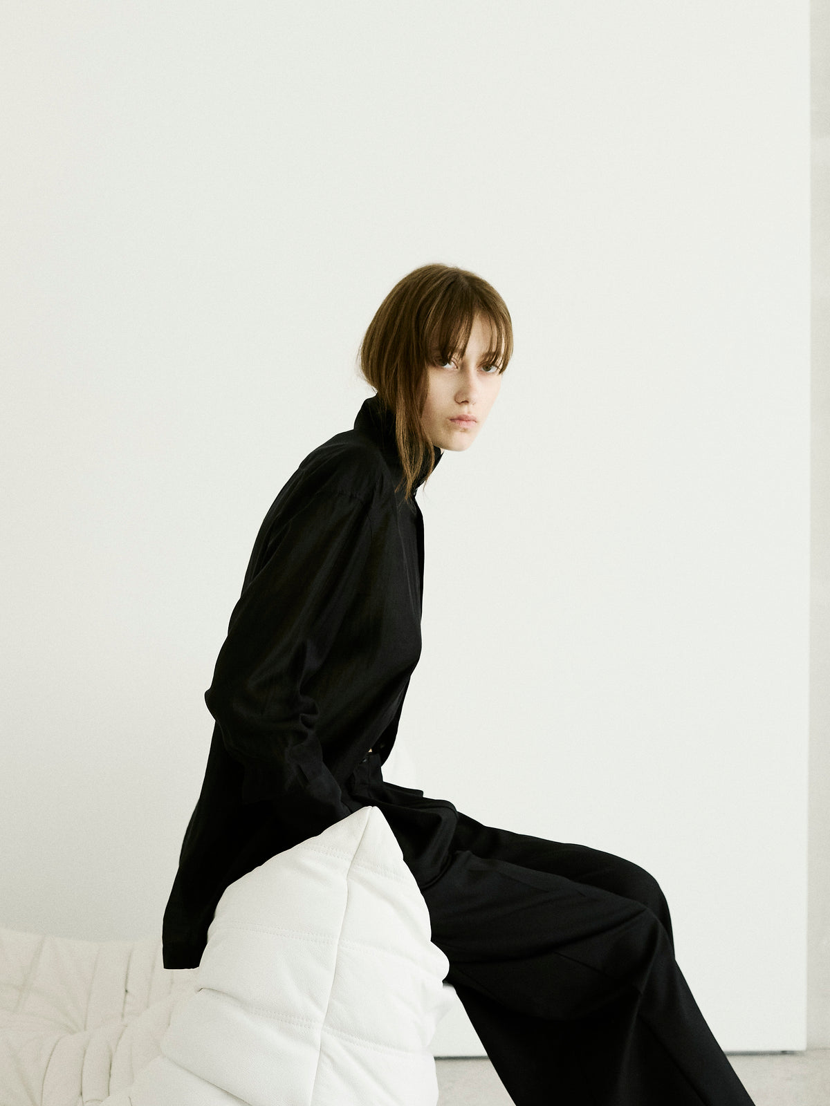 EDITH LIGHT MUSLIN SHIRT // BLACK
