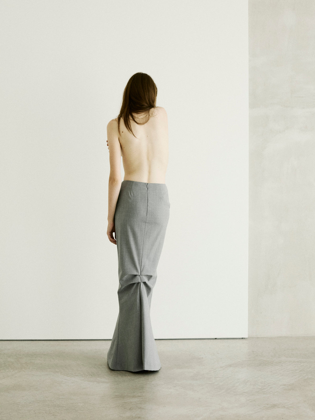 ELOISE LONG WOOL SKIRT // GREY MELANGE