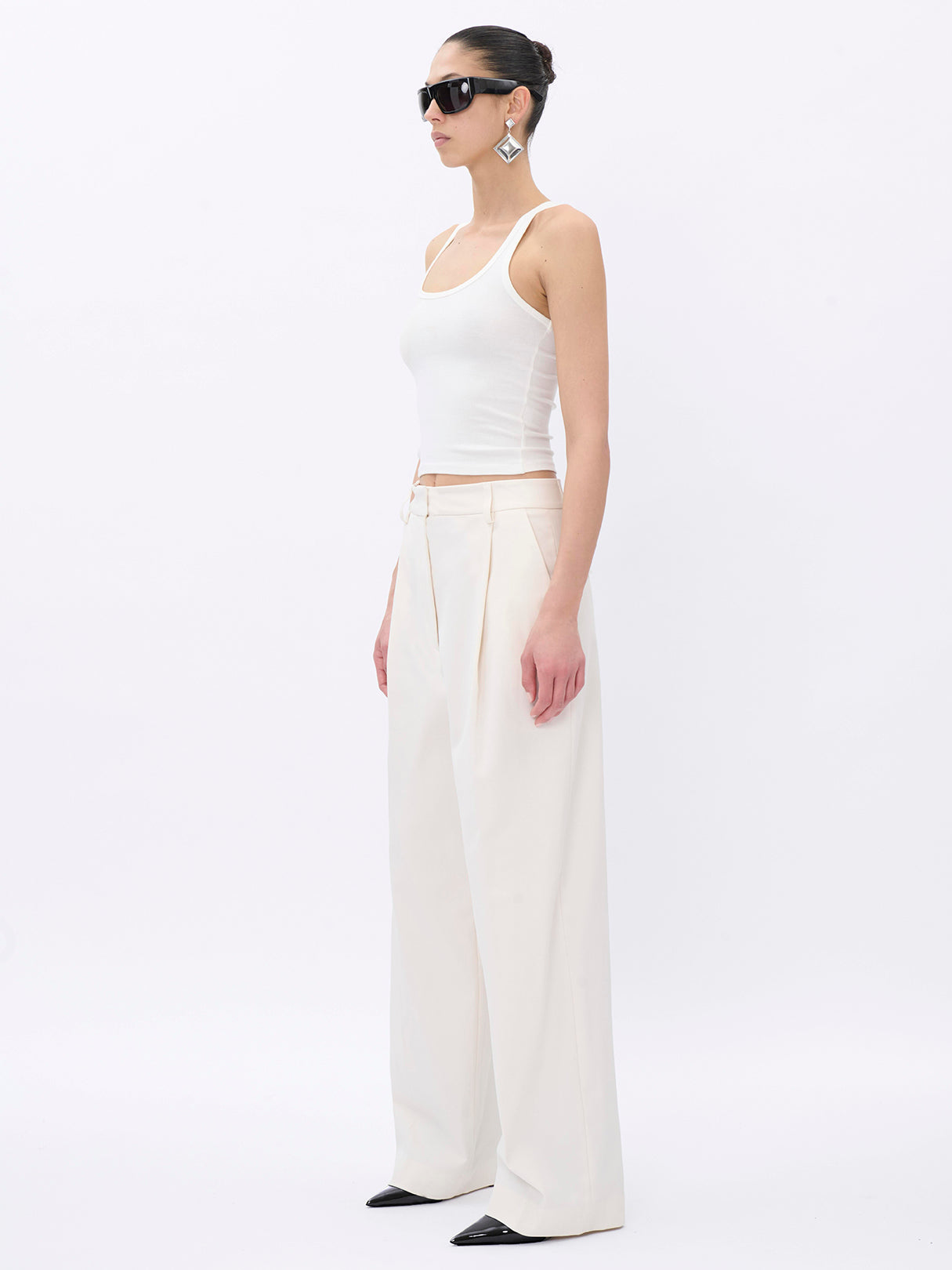 AXEL WHITE - DIAGONAL COTTON STRETCH TROUSERS