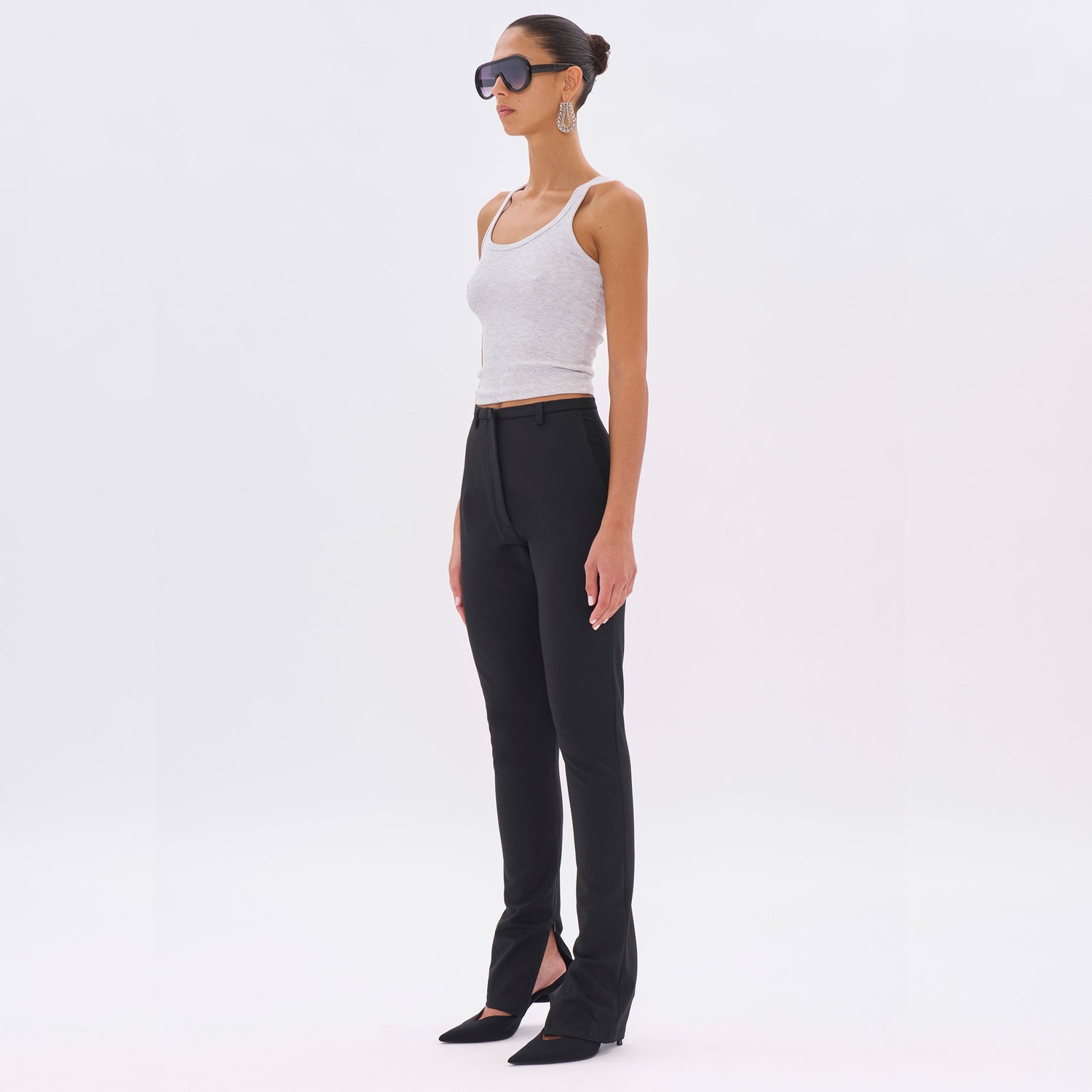 CAROLA BISTRETCH JERSEY TROUSERS // BLACK