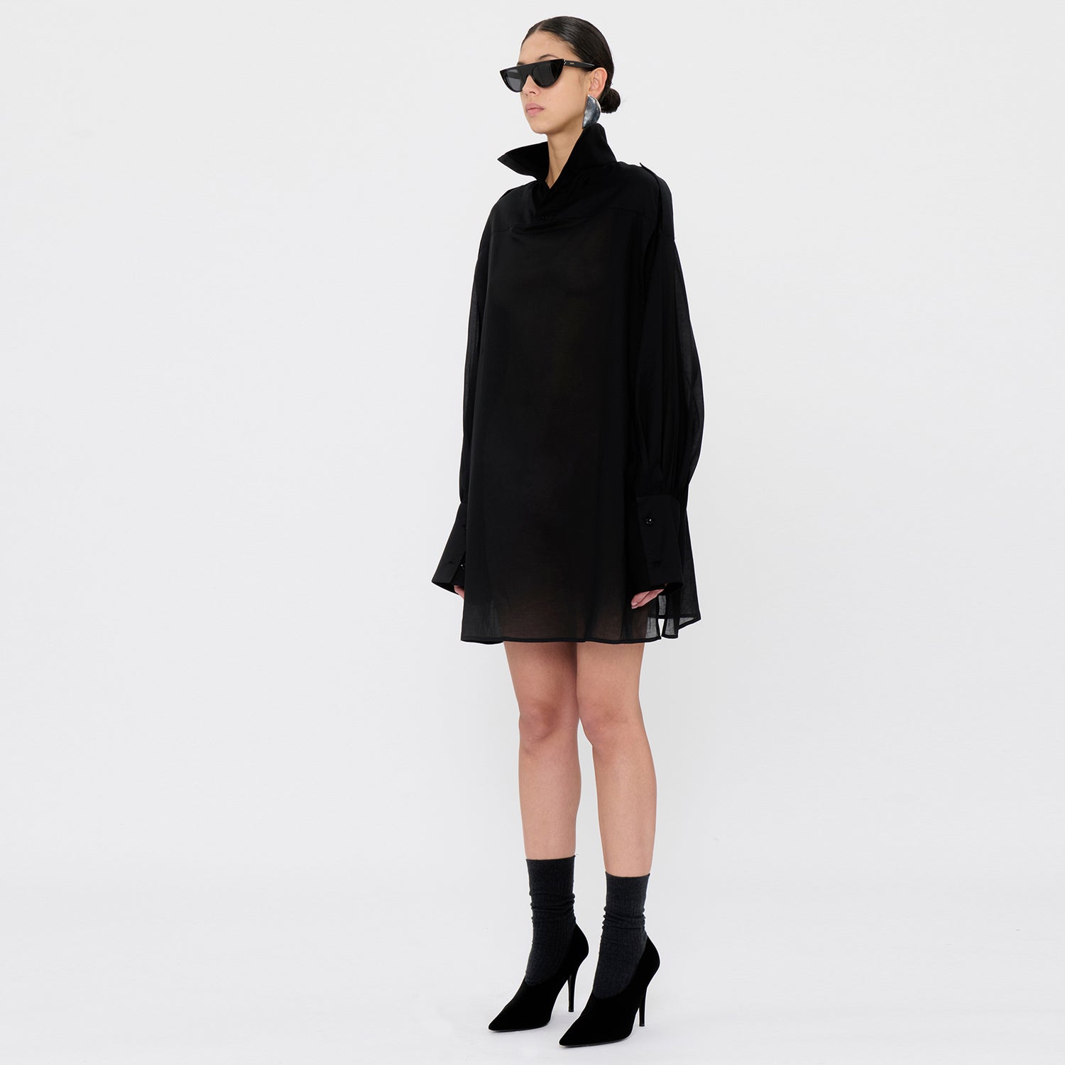 CIARA LIGHTWEIGHT MUSLIN SHIRT // BLACK