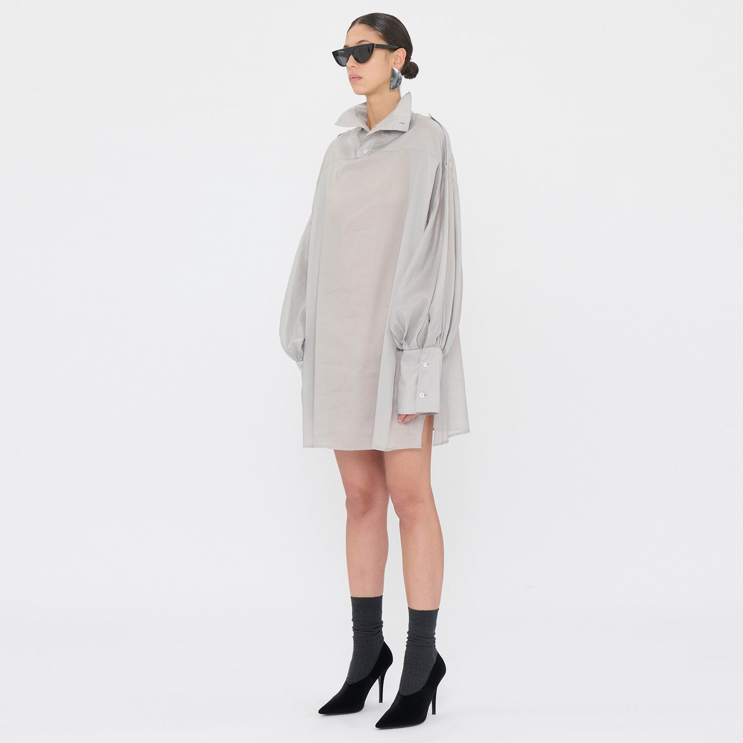 CIARA LIGHTWEIGHT MUSLIN SHIRT // ICE GREY