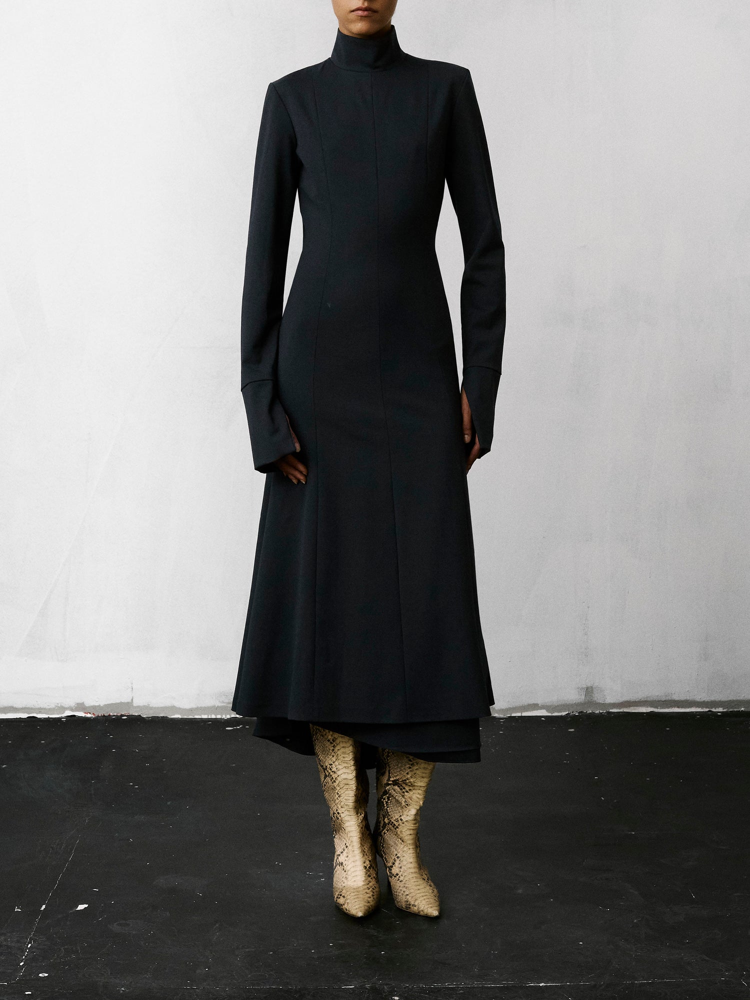 EDDA WOOL LONG DRESS // NIGHT BLUE