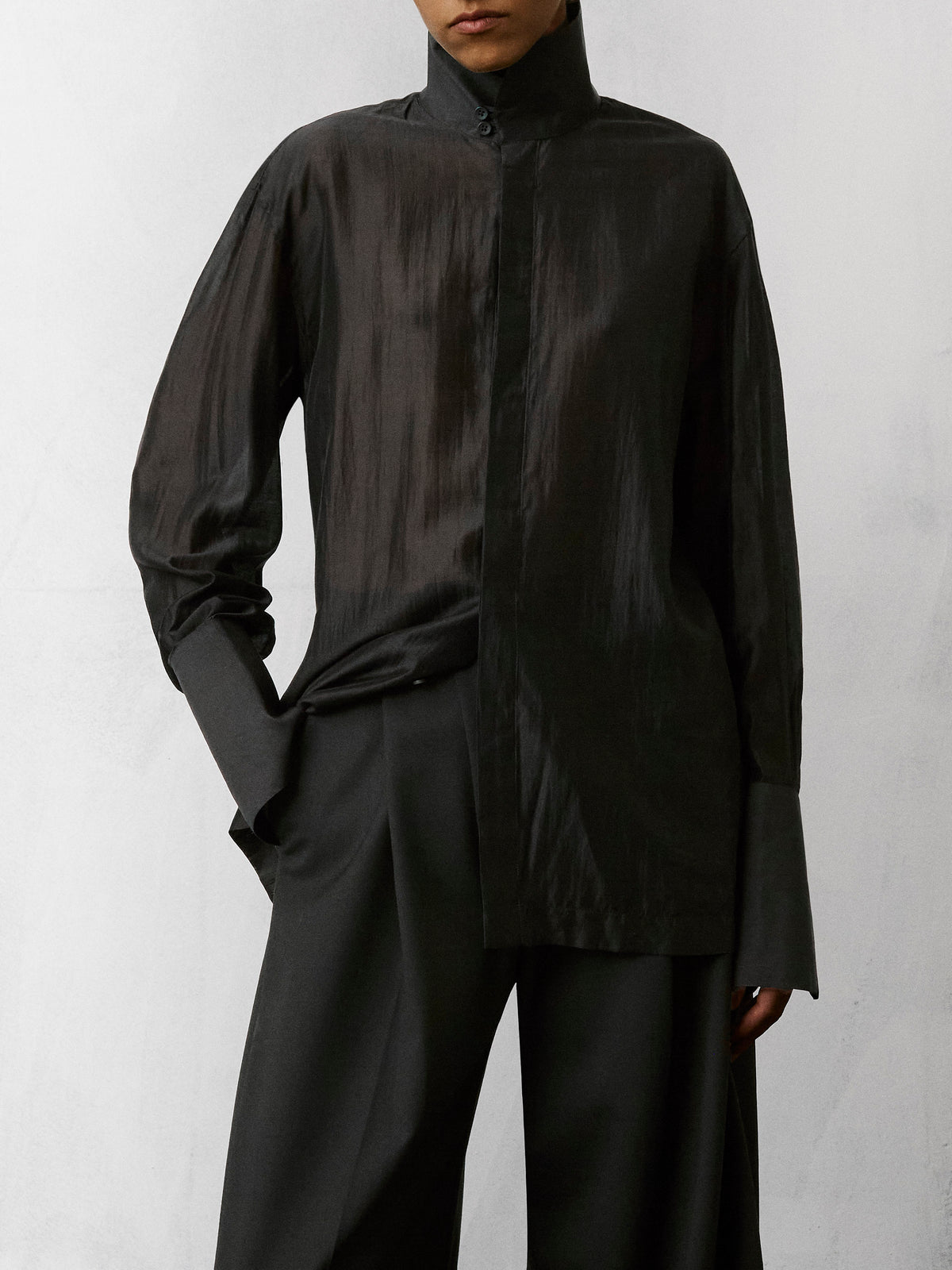 EDITH LIGHT MUSLIN SHIRT // BLACK