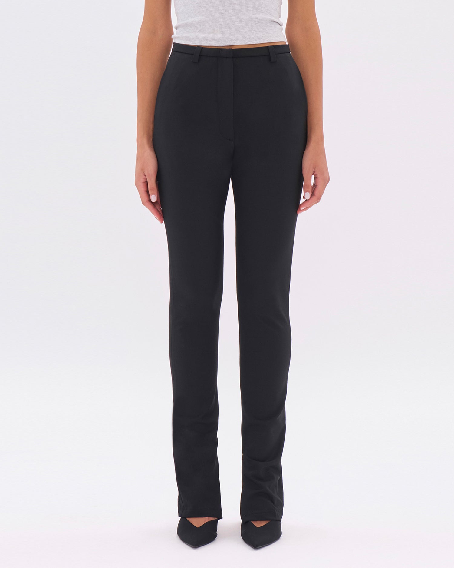 CAROLA BISTRETCH JERSEY TROUSERS // BLACK