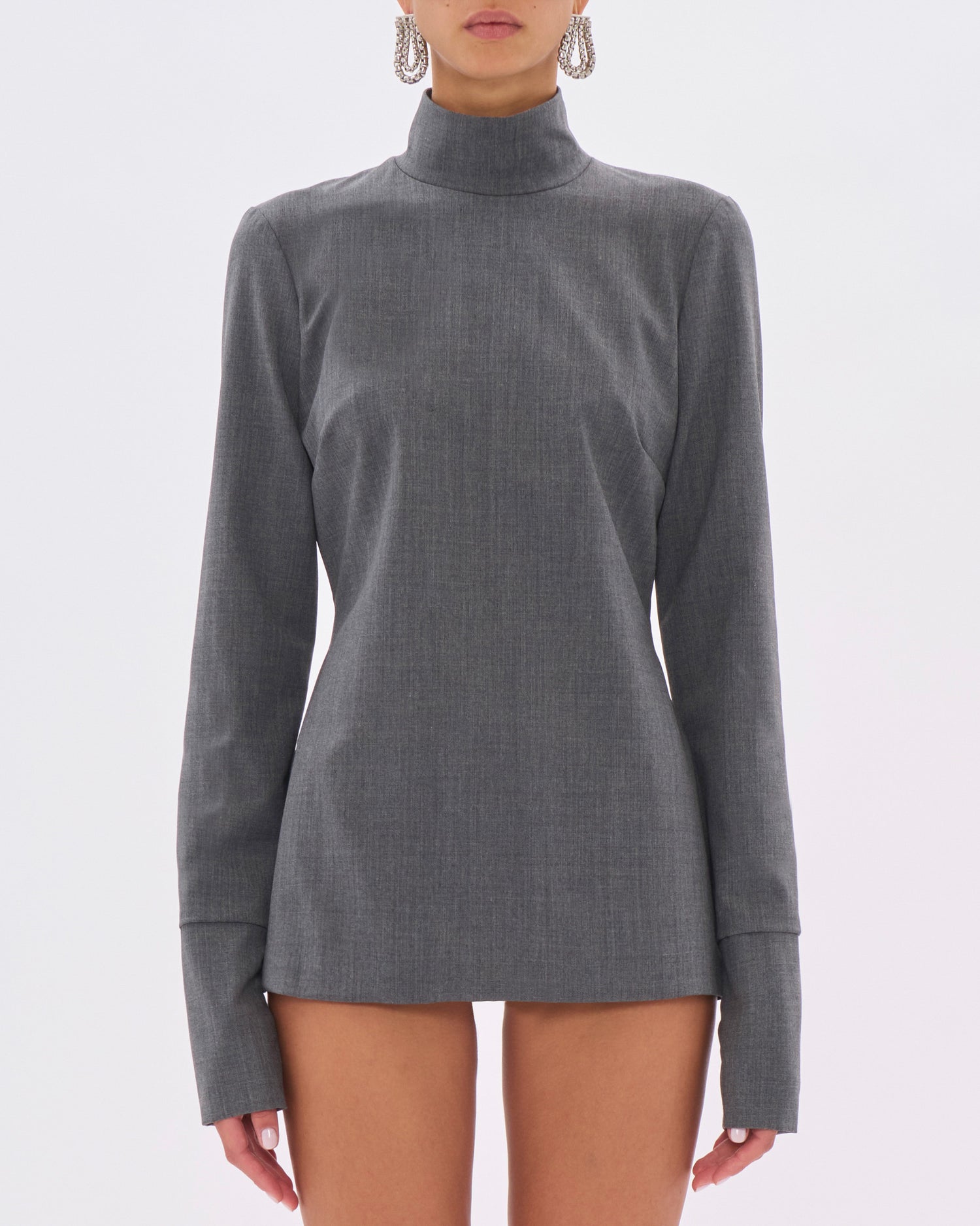 CLIO WOOL TOP // MEDIUM GREY