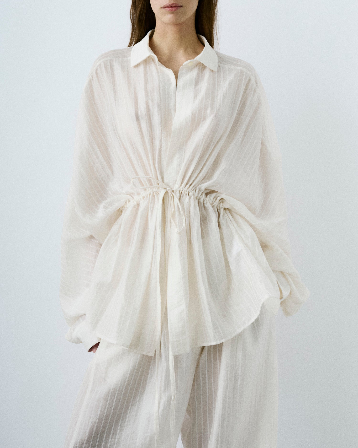 DALIDA STRIPED MUSLIN SHIRT // WHITE