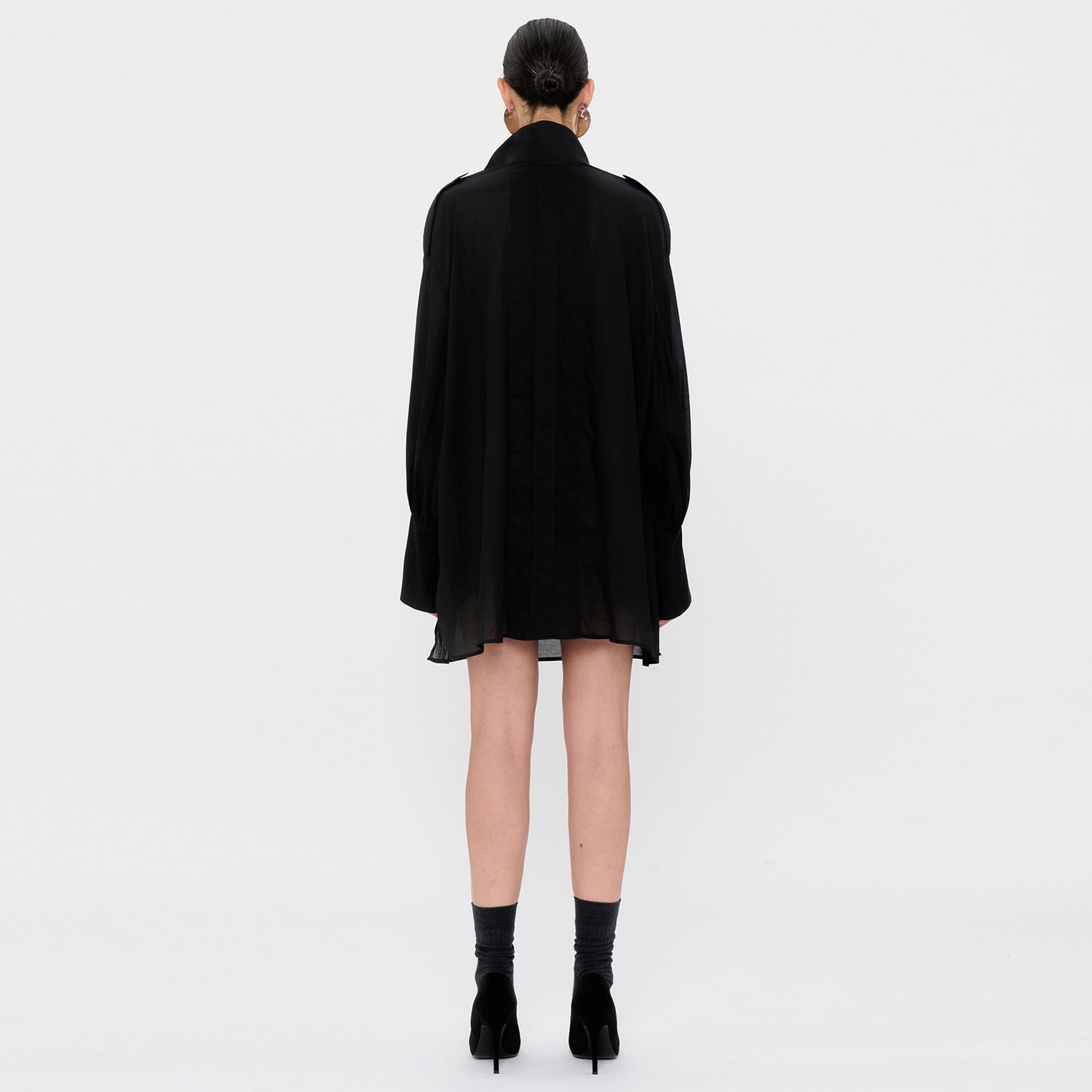 CIARA LIGHTWEIGHT MUSLIN SHIRT // BLACK