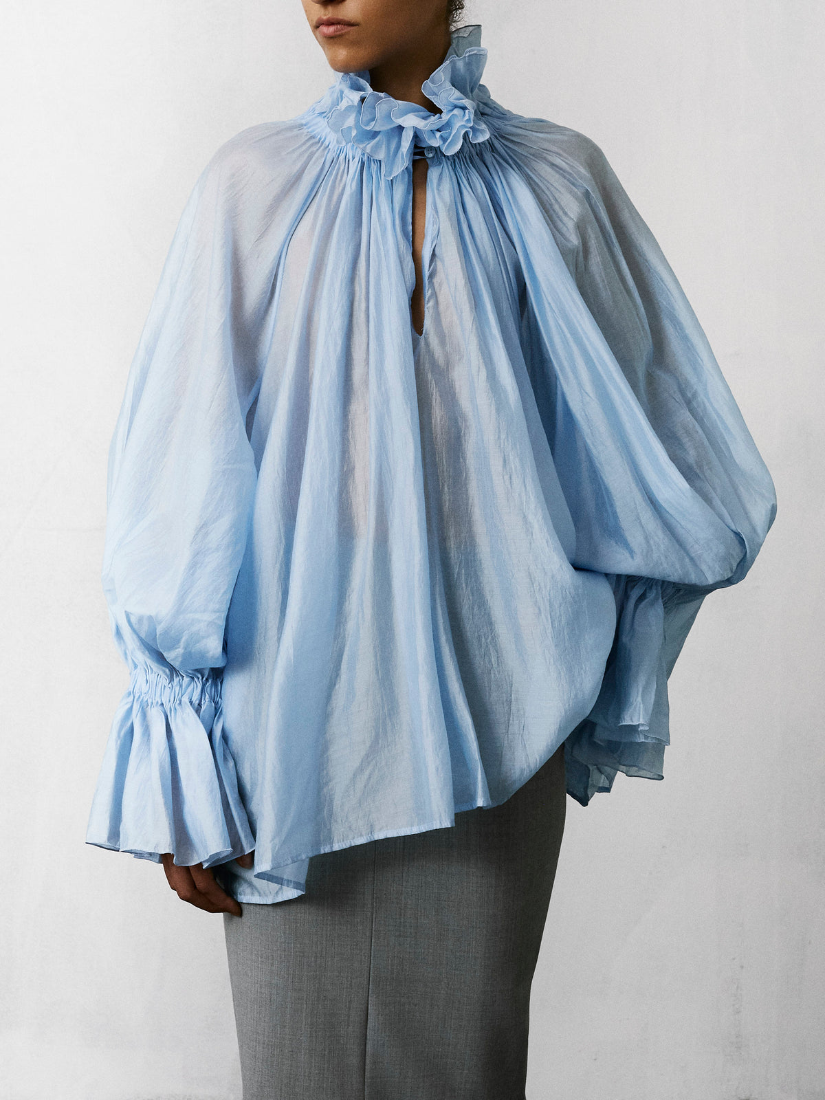 ESTELLE LIGHT MUSLIN OVER SHIRT // TURQUOISE