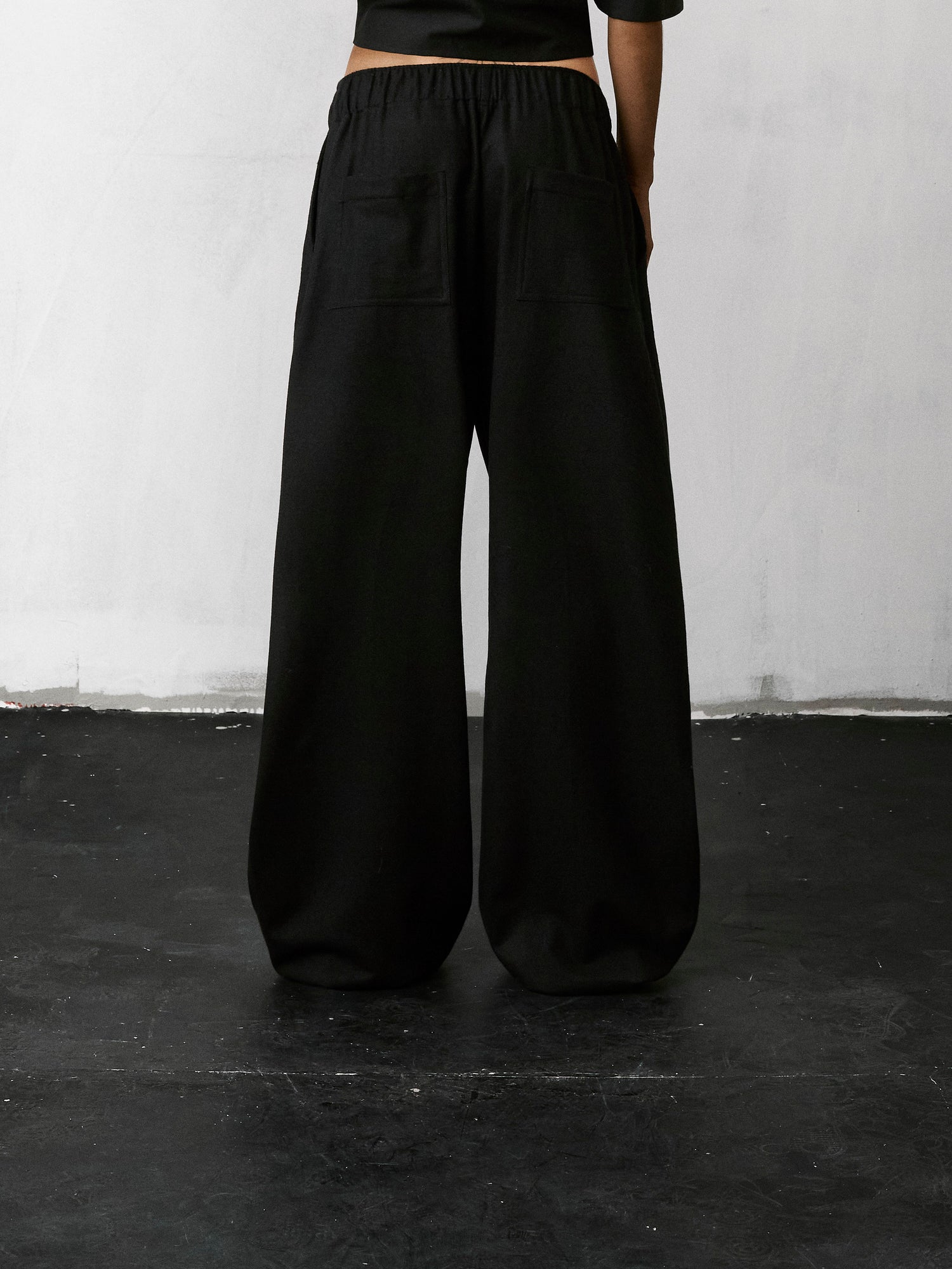 DORA FLANNEL WOOL TROUSERS // BLACK