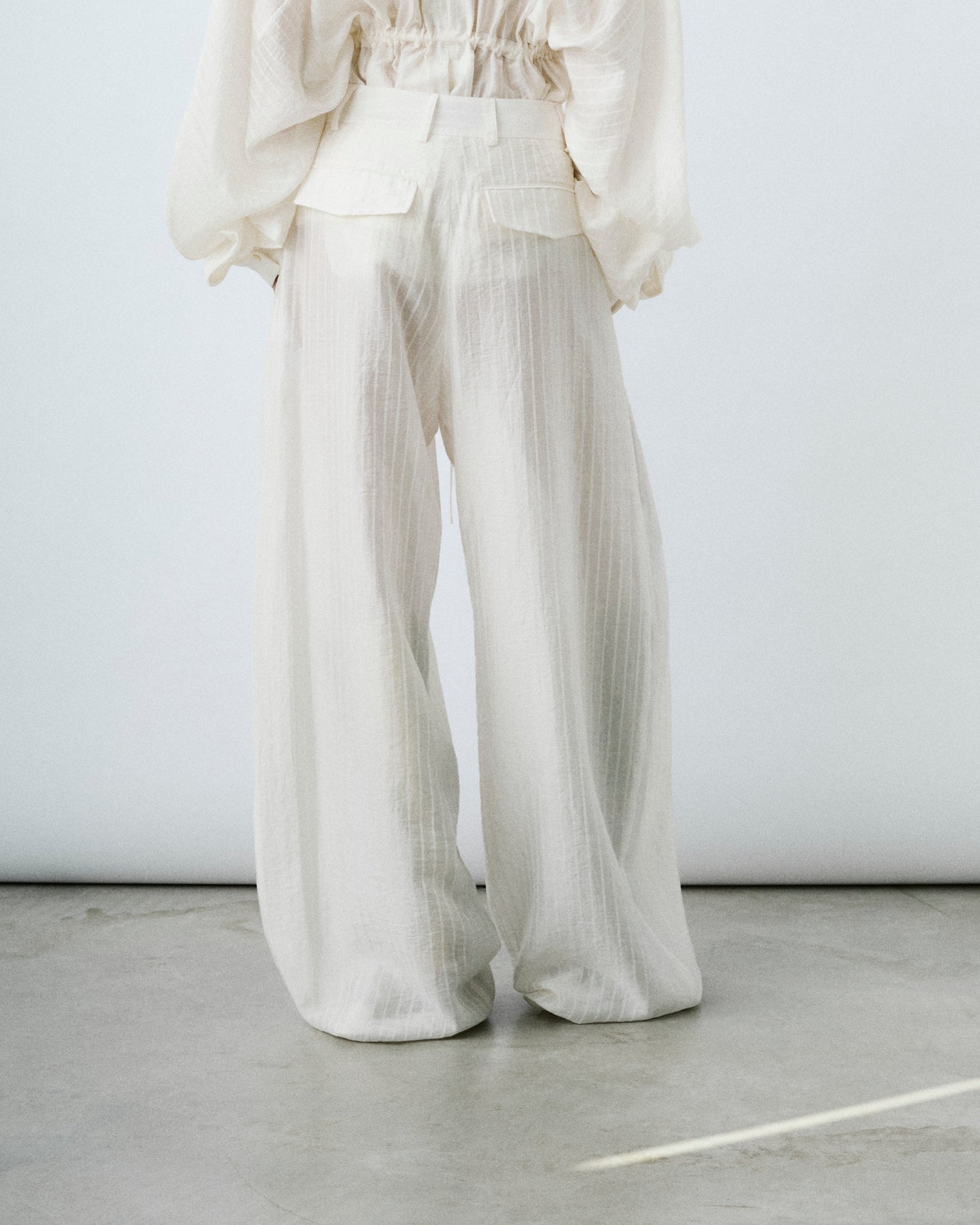 BILLIE STRIPED MUSLIN TROUSERS // WHITE