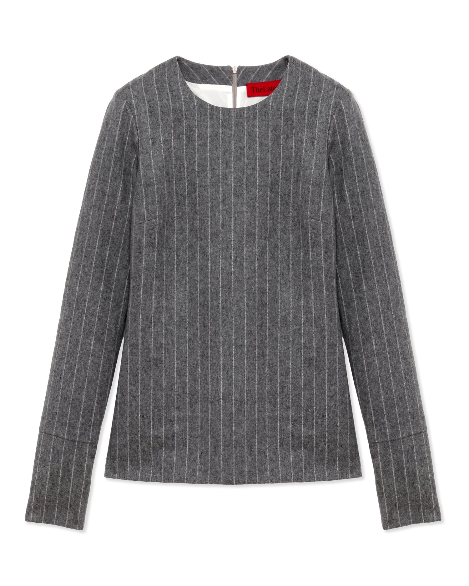 ELISA WOOL PINSTRIPES TOP // LIGHT GREY