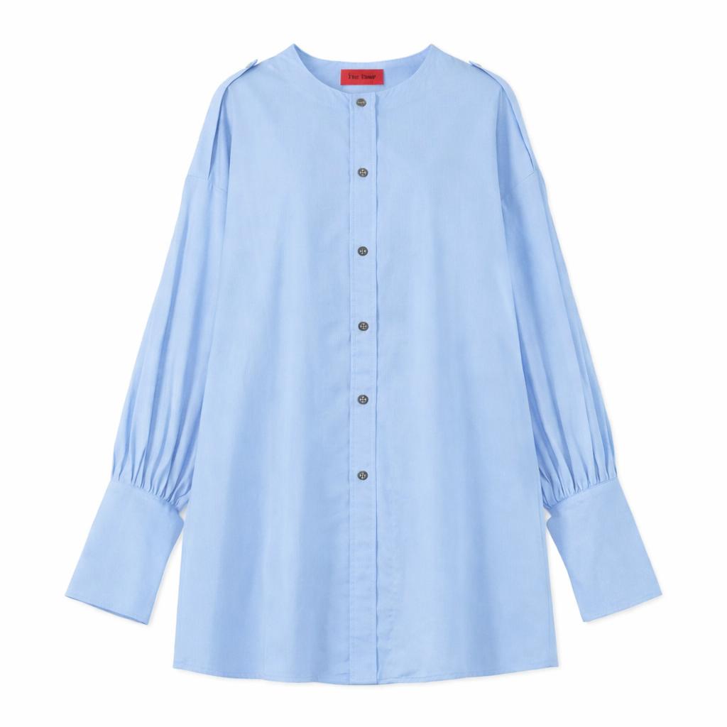 CHER STRIPE POPLIN SHIRT // SKY