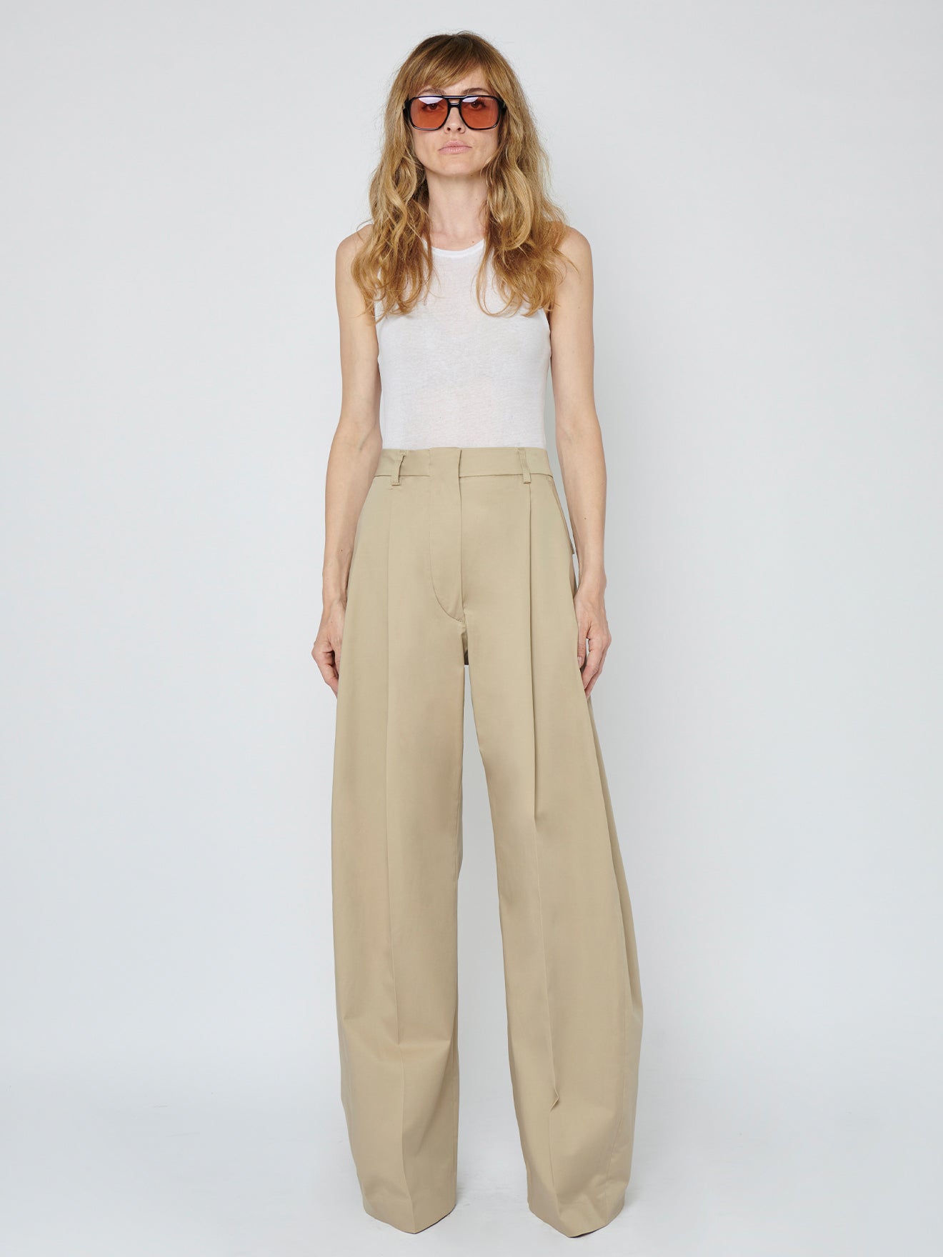 BILLIE POPELINE SAND - TROUSERS