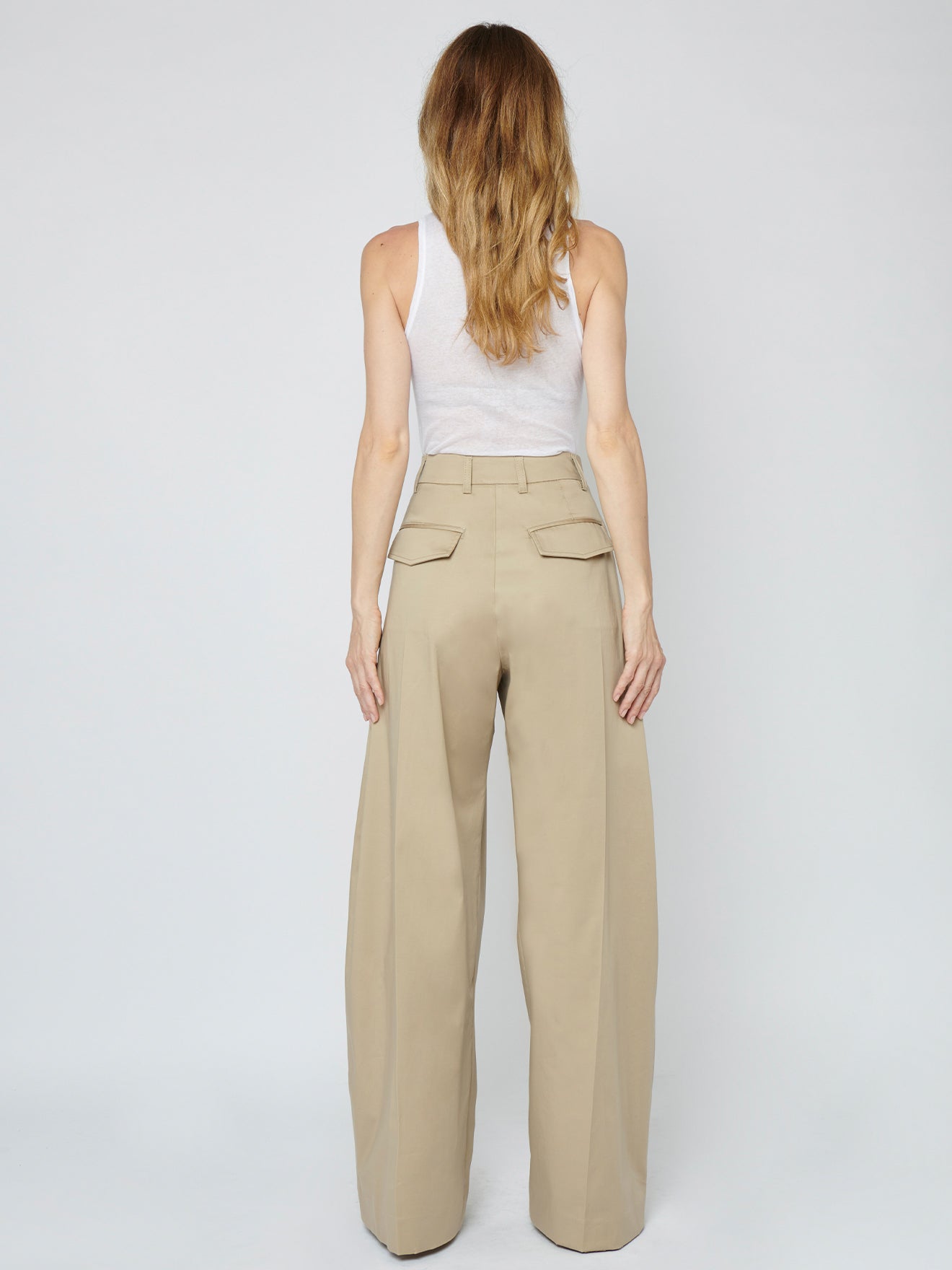 BILLIE POPELINE SAND - TROUSERS